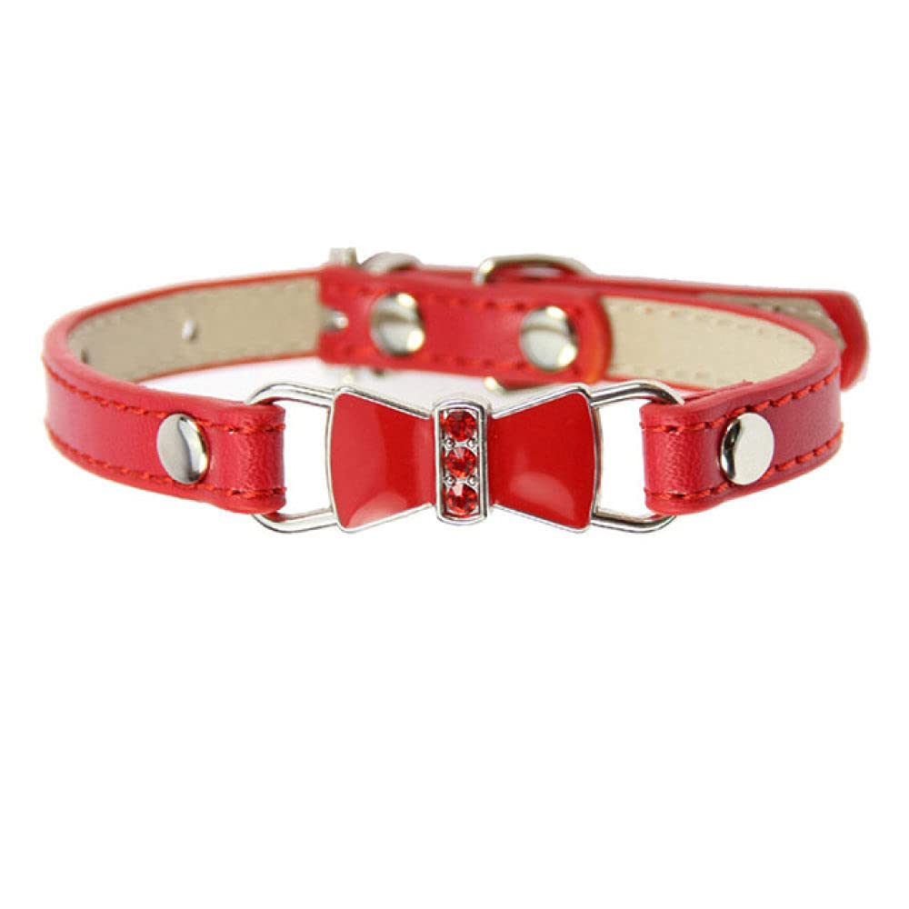 Stylish Adjustable Leather Dog Collar with Rhinestone Bow Tie - Fashion Pet Accessory for Small Medium Large Dogs - Perfect for Weddings, Parties & Photo Shoots