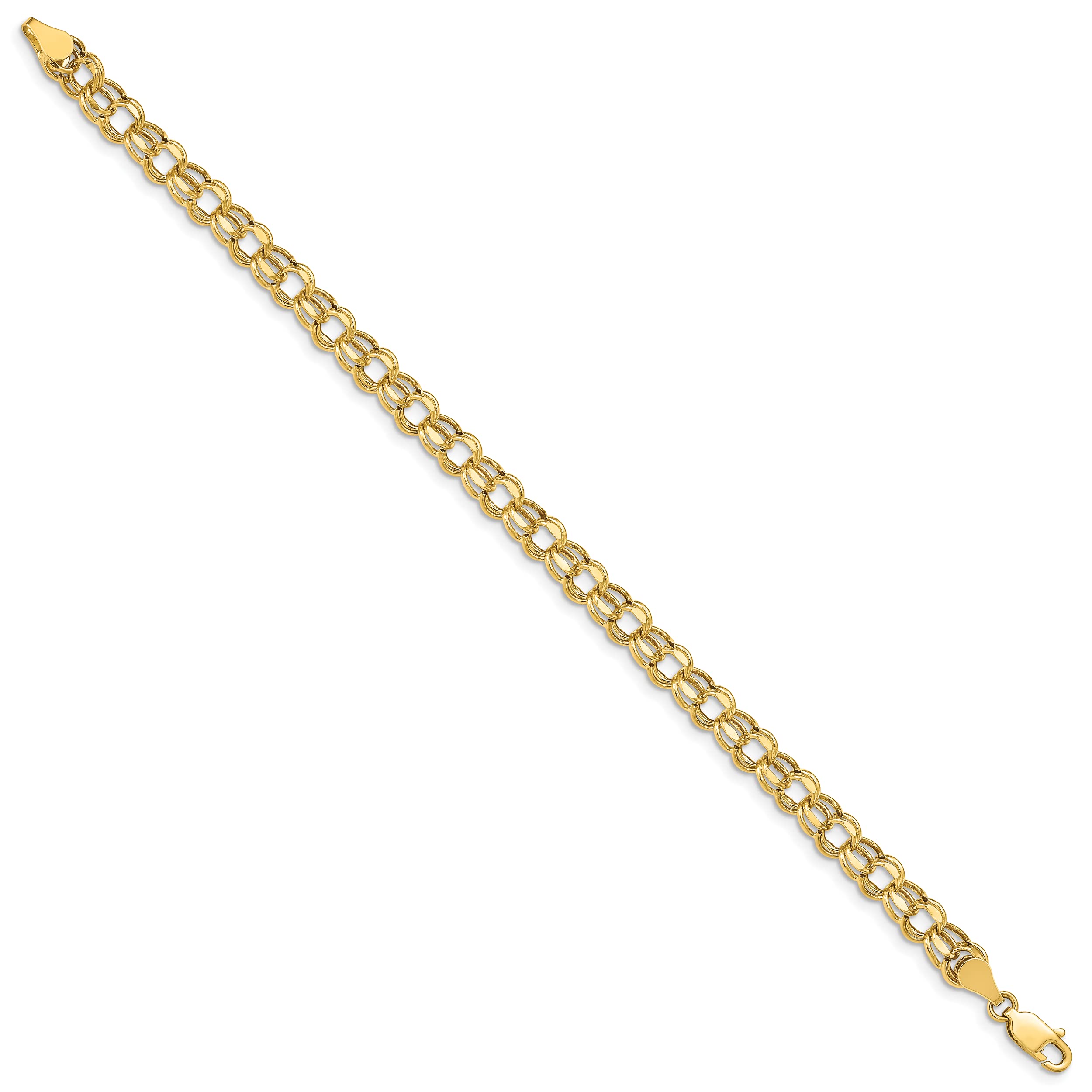 14K Gold Hollow Double Link Charm Bracelet - 7 Inch, 5.5mm Width | Elegant Jewelry for Women, Perfect for Parties, Weddings & Everyday Wear