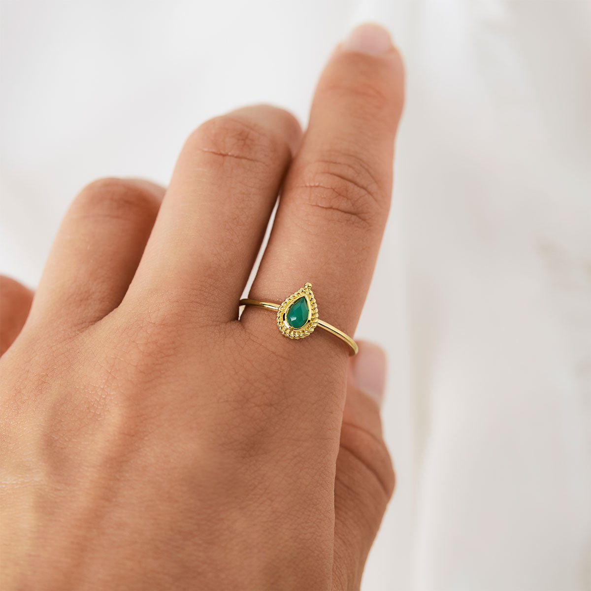 Luria Green Onyx Ring - 14K Gold Plated Women's Statement Ring for Elegant Occasions & Everyday Wear
