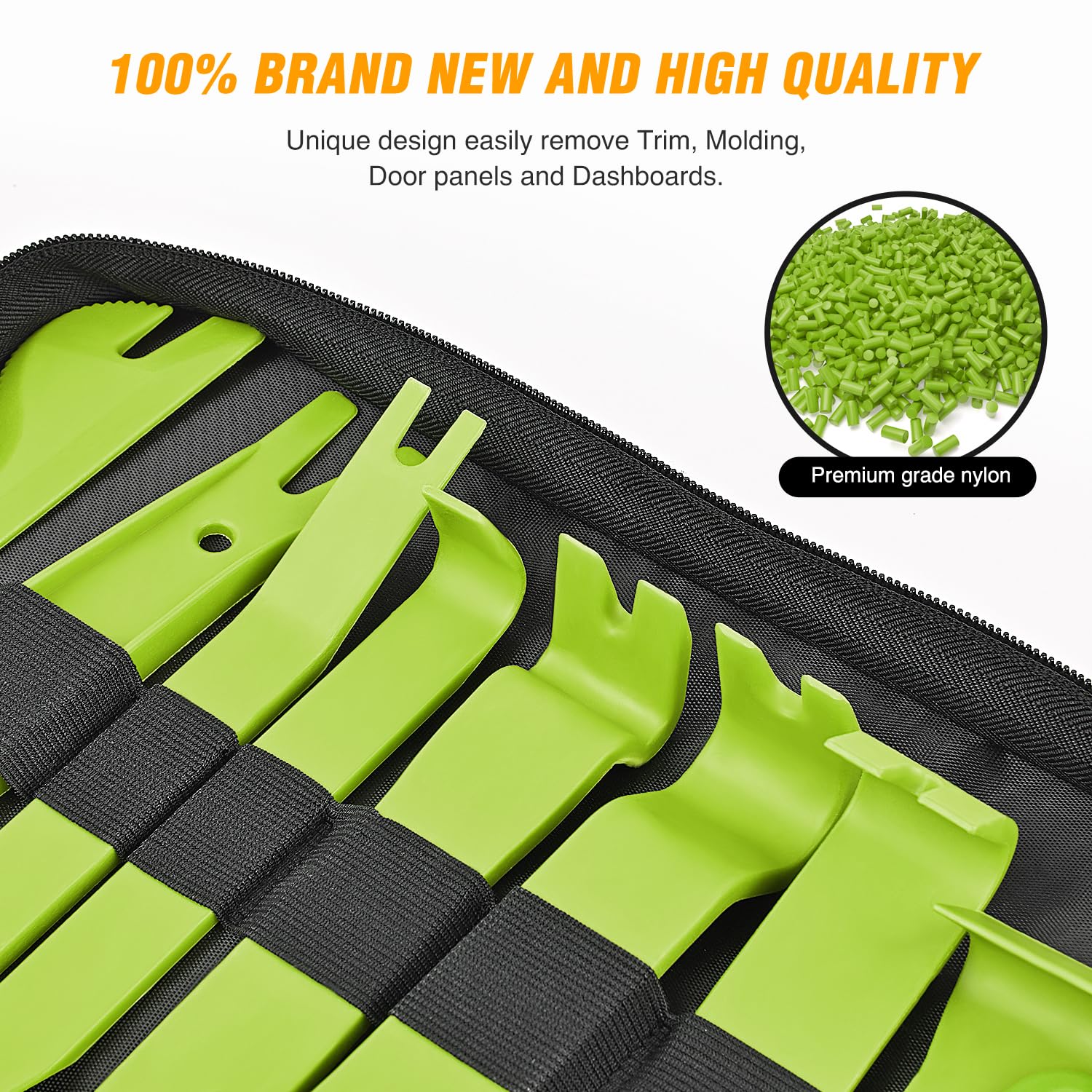 GOOACC 102Pcs Car Trim Removal Tool Kit - Auto Push Pin Nylon Bumper Retainer Clips Fastener Terminal Remover with Round Handle Crowbar for Radio/Dashboard Panel (Green) - Perfect for DIY Auto Repair & Interior Detailing