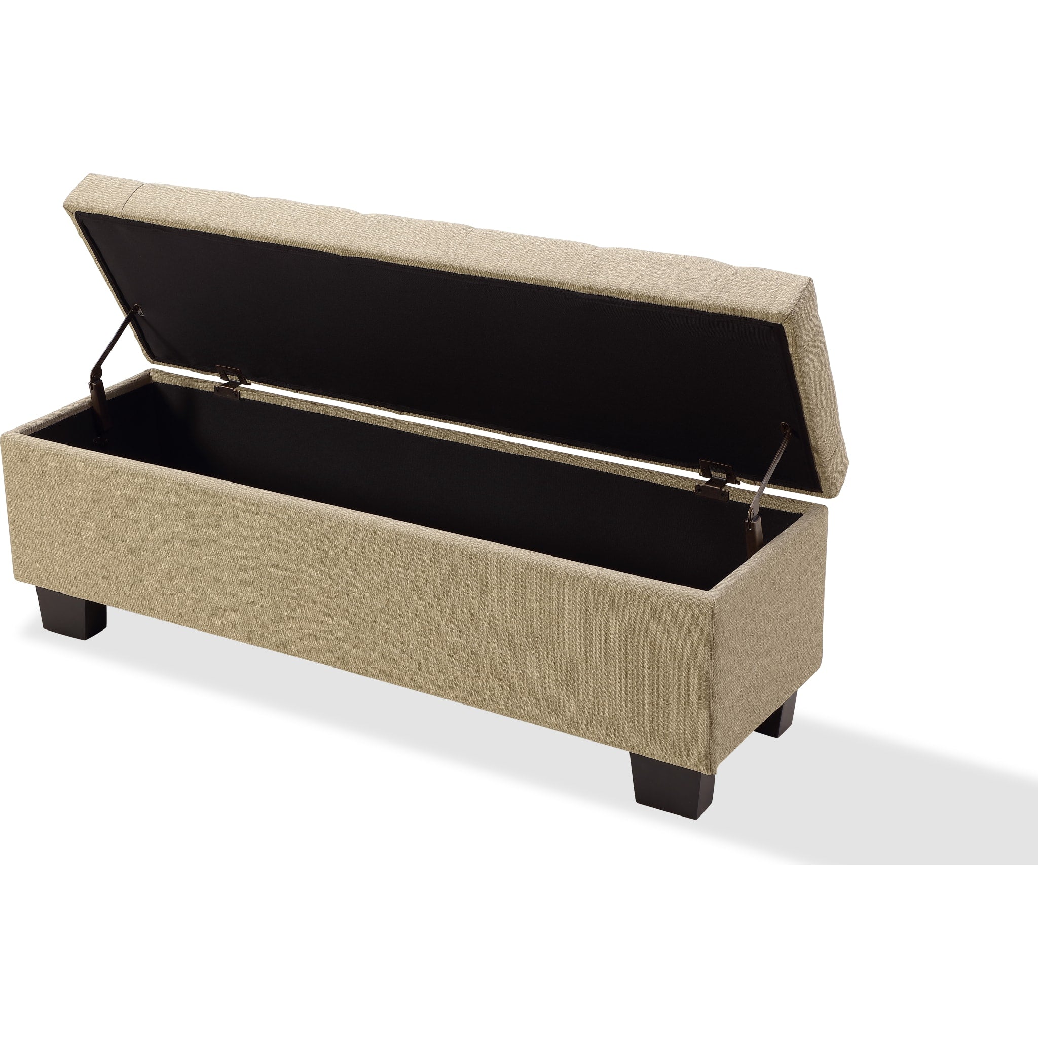 Levi Tufted Storage Bench in Toast Linen - Upholstered Entryway Bench with Storage for Living Room, Bedroom & Hallway - Perfect for Home Organization & Extra Seating