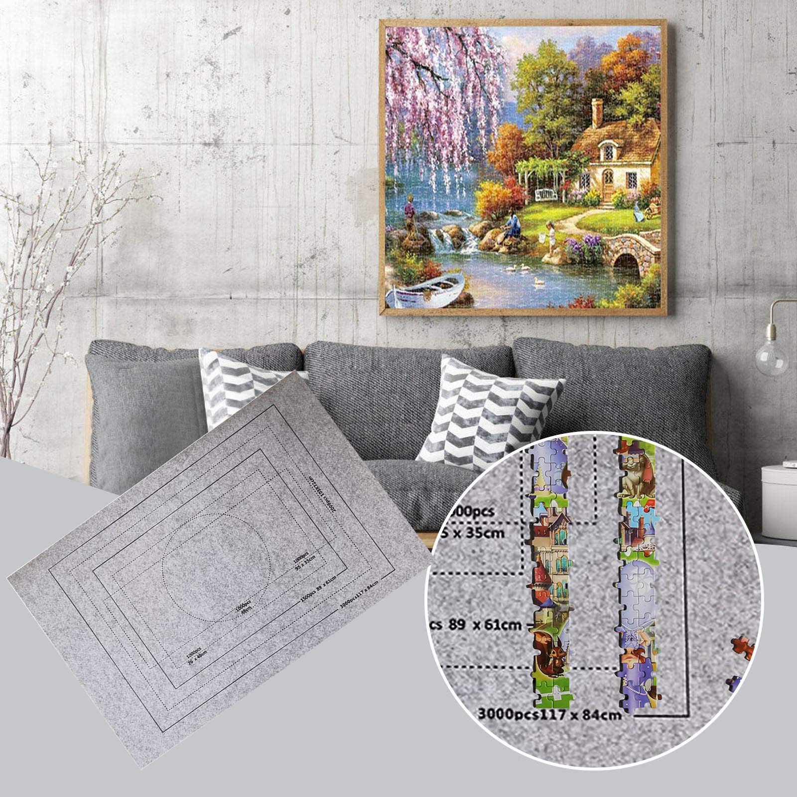 **3000-Piece Puzzle Mat - Non-Slip Puzzle Storage Mat with Roll-Up Design, Portable Puzzle Organizer for Adults & Kids - Perfect for Home, Travel, and Puzzle Enthusiasts (Gray)**