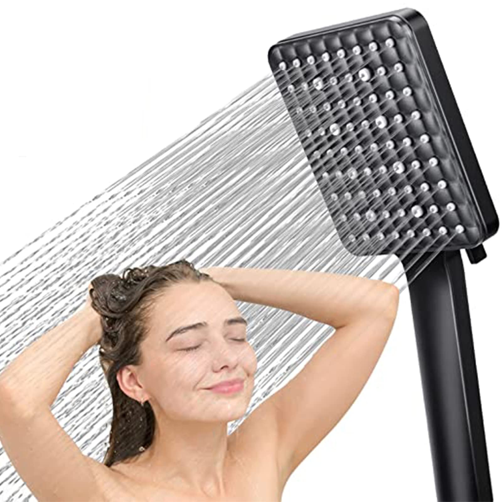 SRHMYWGY High Pressure Shower Head with Handheld - 6 Spray Modes, Detachable Square Showerhead with 59