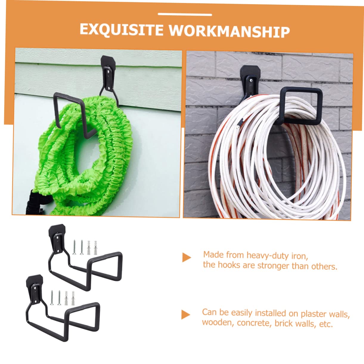 Heavy Duty Garage Hooks Wall Mount - 10 Pack Iron Tool Hooks for Garage Storage Organization | Perfect for Hanging Ladders, Bikes, Garden Tools & Cord Management