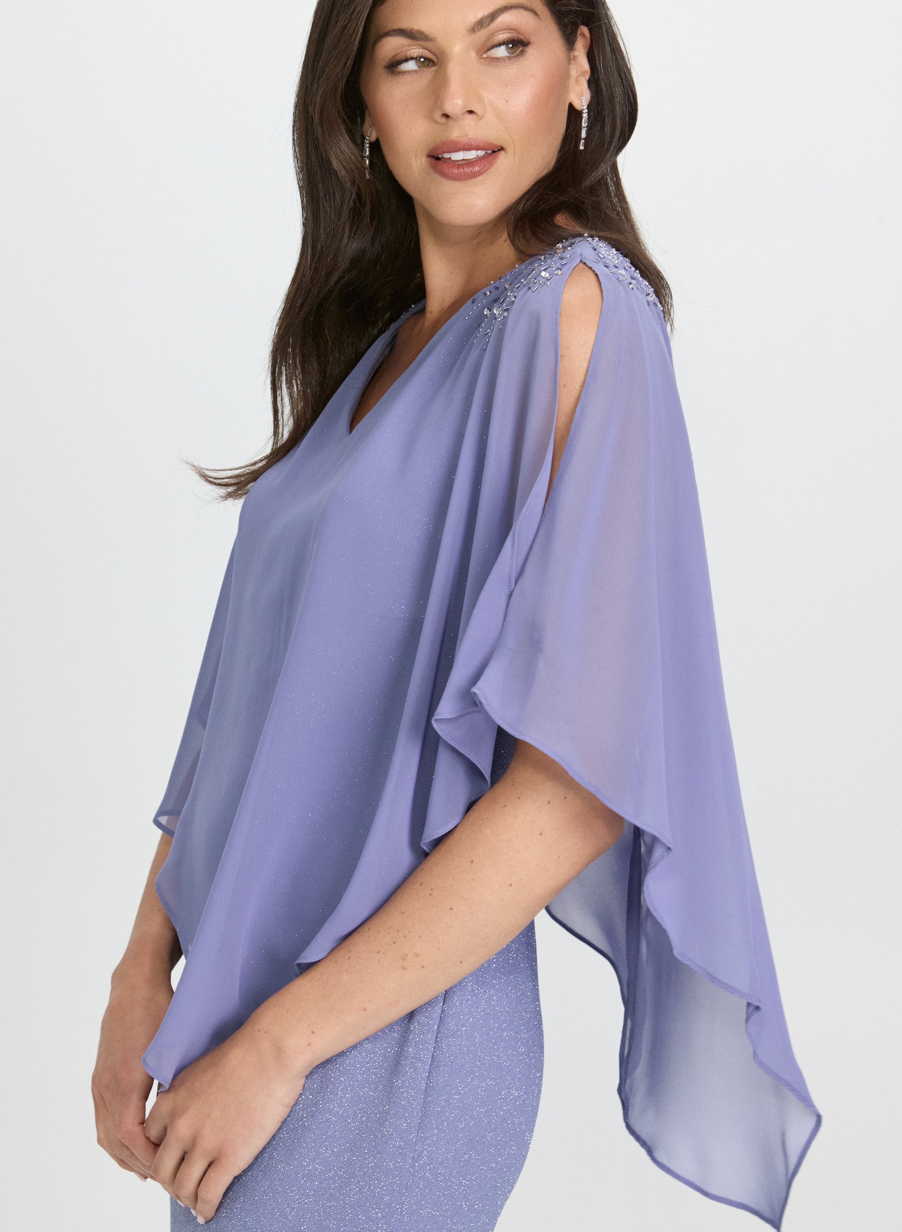 Embellished Capelet Overlay Dress for Women - Elegant Lace Wedding Party Gown - Perfect for Bridal Shower, Evening Events & Special Occasions