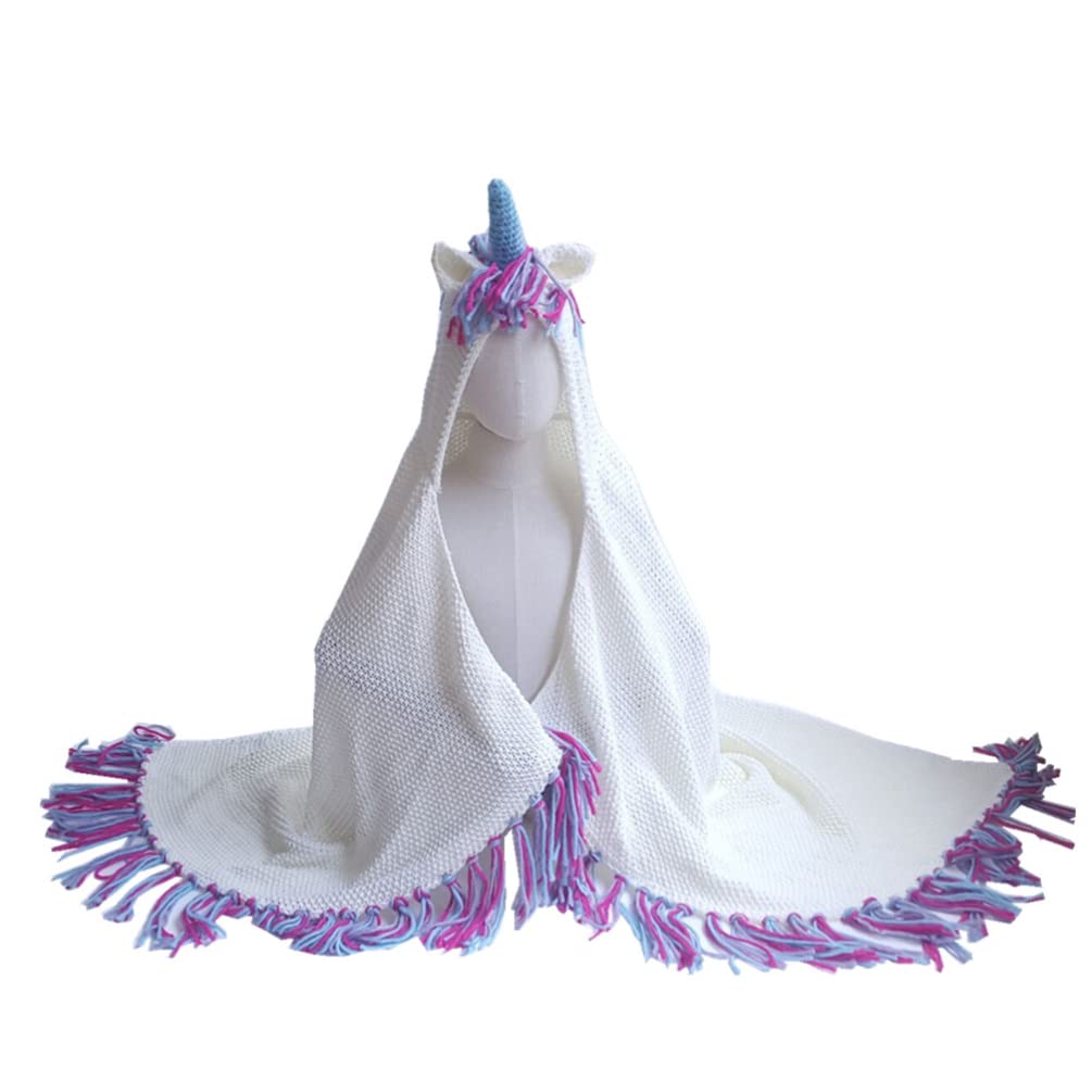 GALPADA Kids Wearable Blanket - Soft Wool Knitted Hooded Wrap for Boys & Girls | Cozy Unicorn Design for Indoor Lounging, Movie Nights & Sleepovers