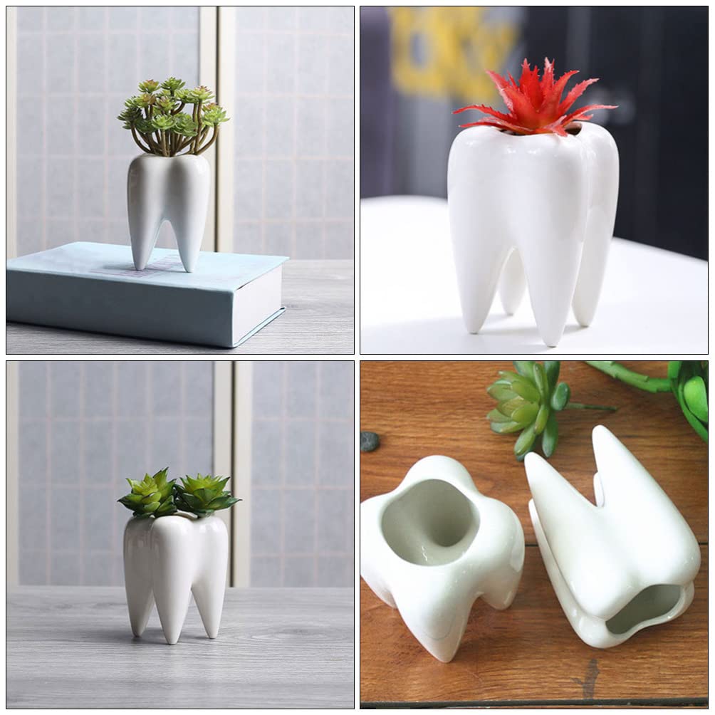 GANAZONO 4-Pack Ceramic Flower Pots - White Decorative Earthenware Planters for Succulents, Indoor Plants & Home Decor | Perfect for Desktop, Office & Living Room Décor