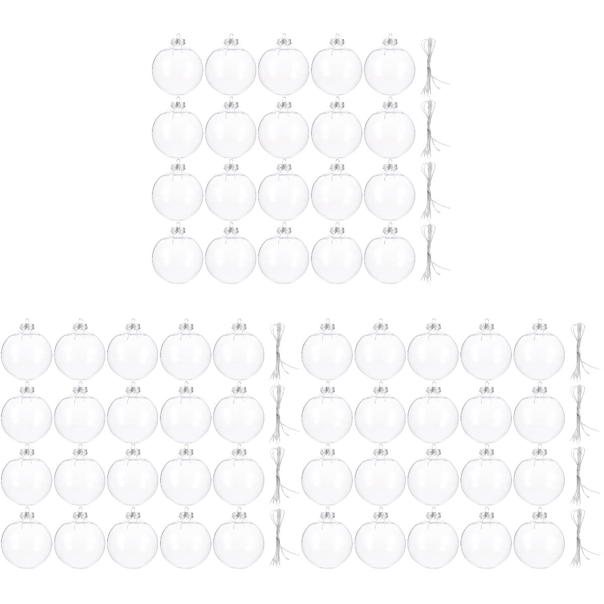 iFundom 60-Piece Christmas Ornament Set - Transparent Holiday Ball Decorations for DIY Xmas Tree & Home Decor - Perfect for Holiday Parties, Gift Wrapping & Festive Crafts