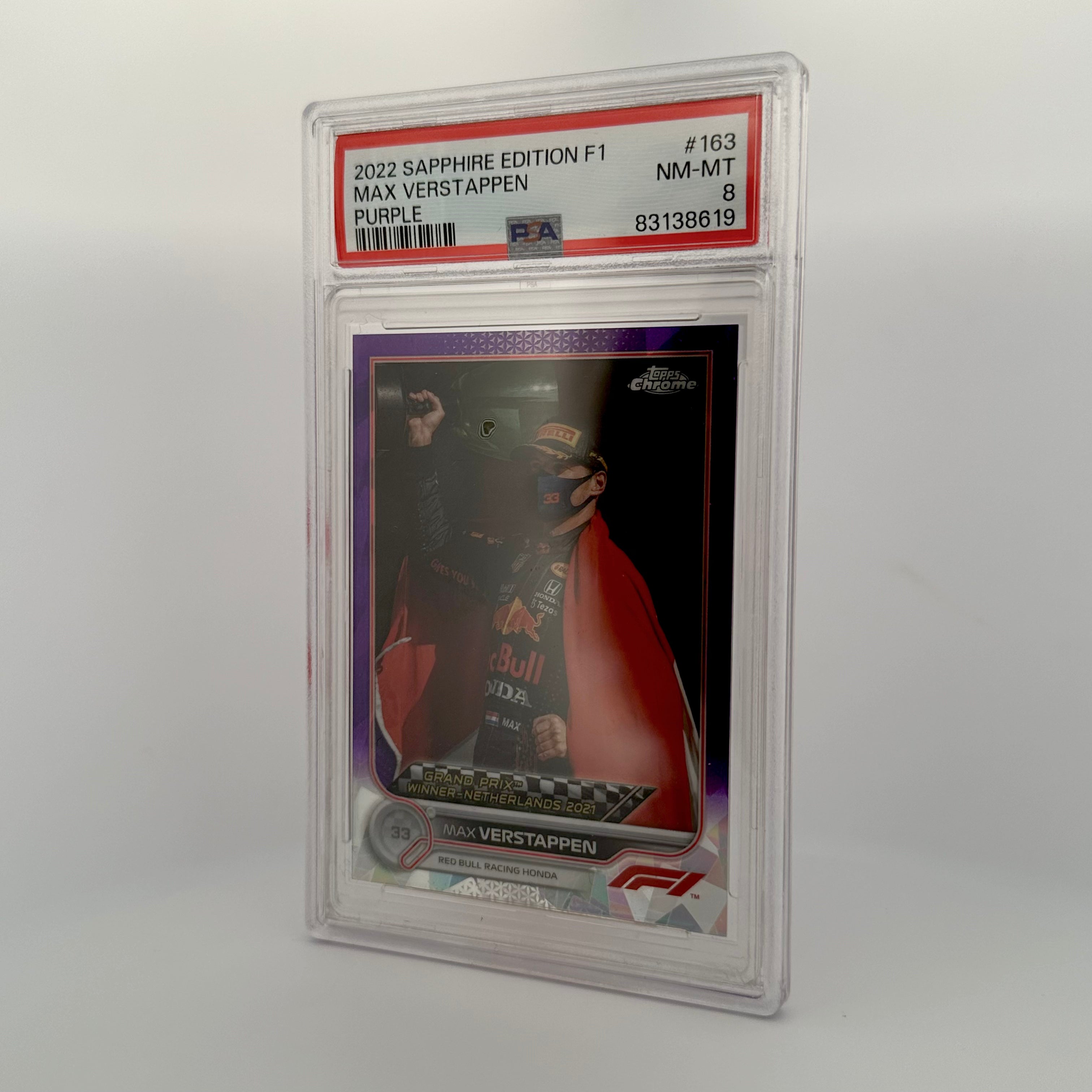 PSA 8 Graded 2008 Topps Chrome Sapphire Edition #163 Max Verstappen Purple Parallel - Rare F1 Racing Card for Collectors & Fans, Perfect for Display, Investment & Trading