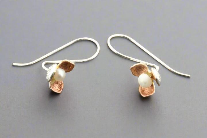 Elegant Mariposa Pearl Earrings in Sterling Silver & Gold - Perfect for Weddings, Parties & Special Occasions