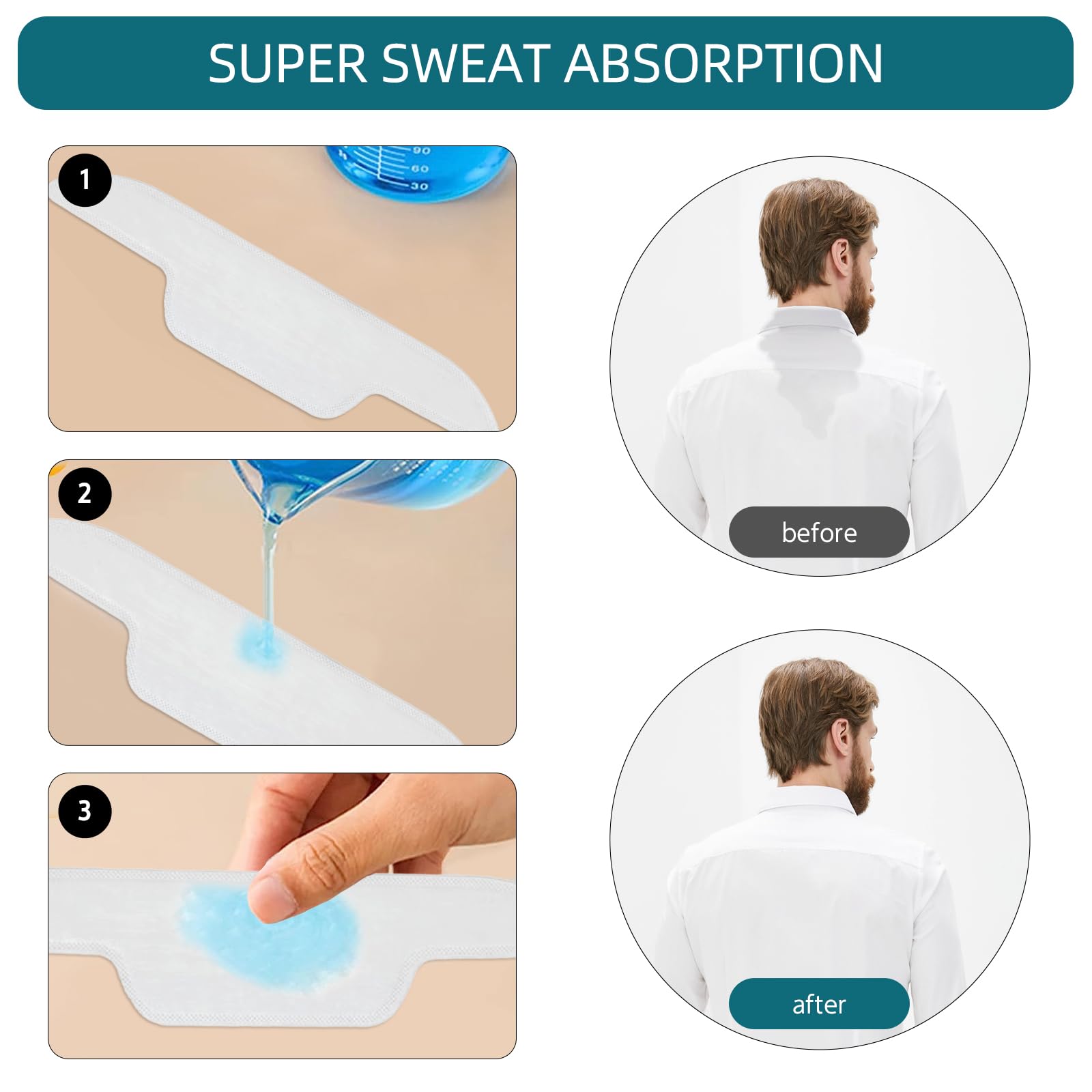 CANAGROW 80PCS Disposable Self-Adhesive Collar Protectors - Absorbent Sweat Pads for Shirts, Anti-Stain Neck Liners for Men & Women - Perfect for Work, Gym & Daily Wear