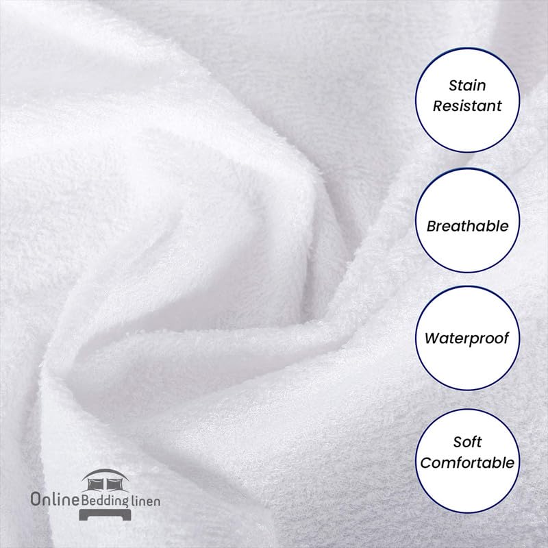 Alaskan King Waterproof Mattress Protector - 18 Inch Deep Pocket Fitted Sheet, Breathable Terry Cotton Cover for Bedding Protection (White) - Ideal for Allergy Relief, Kids, and Guest Rooms