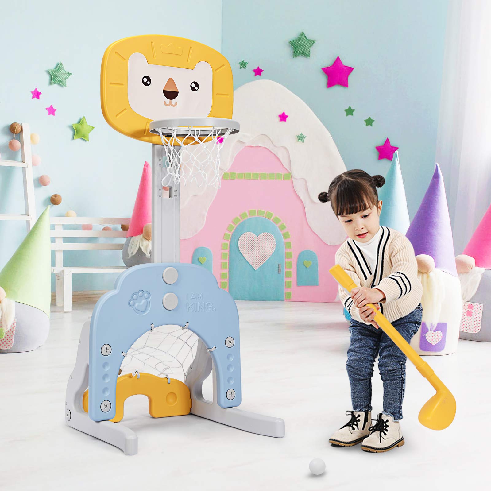 Costzon Adjustable Kids Basketball Hoop Set - Indoor/Outdoor Sports Toy for Toddlers (Best Gift)