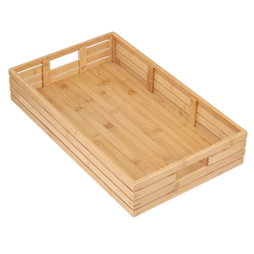 20.75 x 13 x 3.75 Inch Bamboo Breakfast Serving Tray with Handles - Durable, Chip-Resistant & Shatterproof Pallet Design - Perfect for Meals, Snacks, Beverages in Restaurants, Hotels, Bedroom Breakfast or Outdoor Picnics