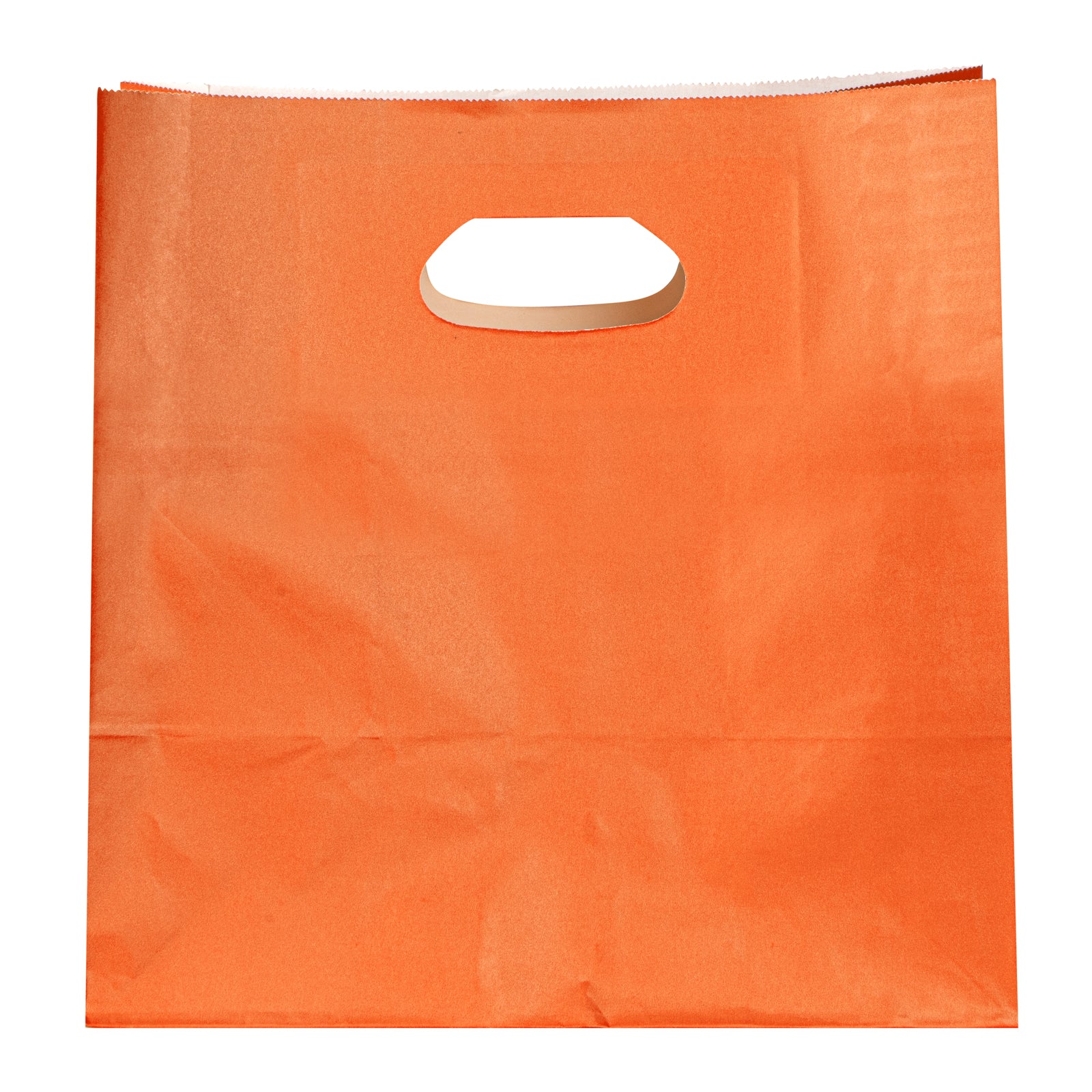 Eco-Friendly Rectangle Tangerine Orange Paper Take Out Bags with Handles - 11 x 7 x 11 Inches (100 Count) - Perfect for Restaurants, Cafes & Catering Businesses