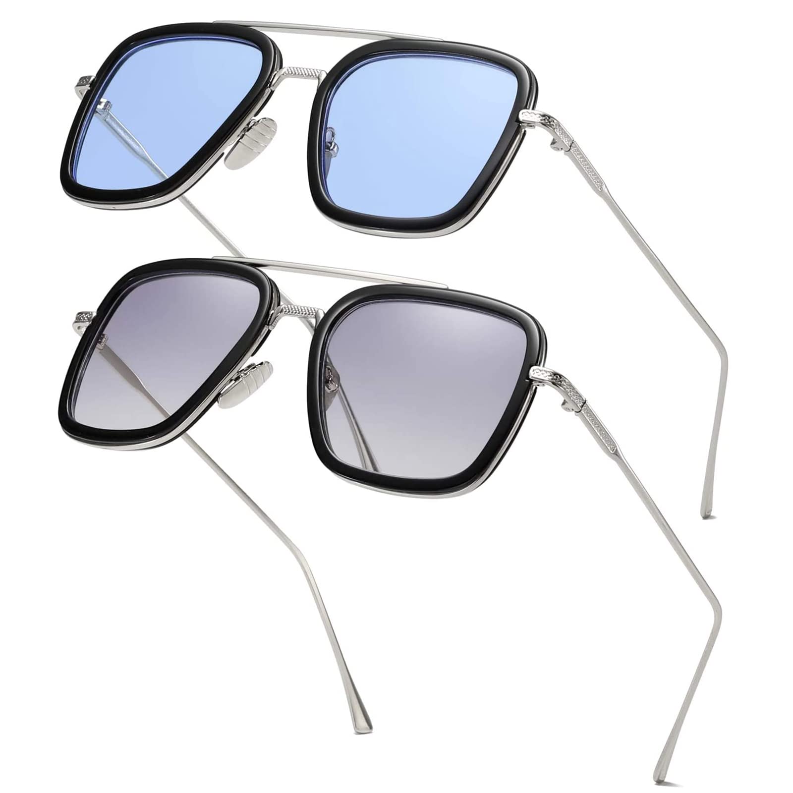 Tony Stark Sunglasses - Iron Man Inspired UV Protection Square Metal Frames - Perfect for Cosplay, Halloween, and Everyday Fashion