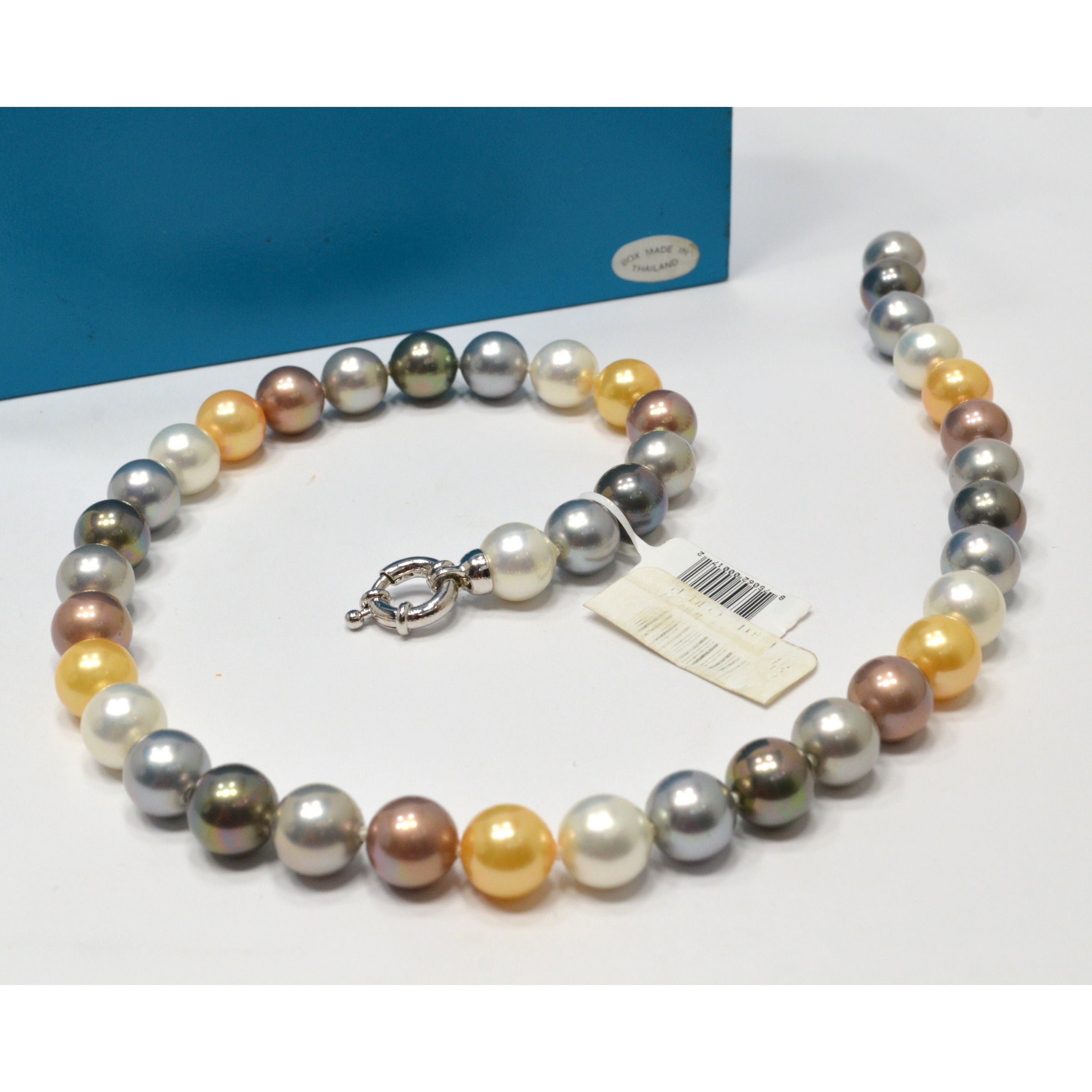 Man Made Pearl Necklace 18 Inch - Multicolored Pearls with Rhodium Clasp | Elegant Jewelry Gift for Women, Perfect for Weddings & Special Occasions