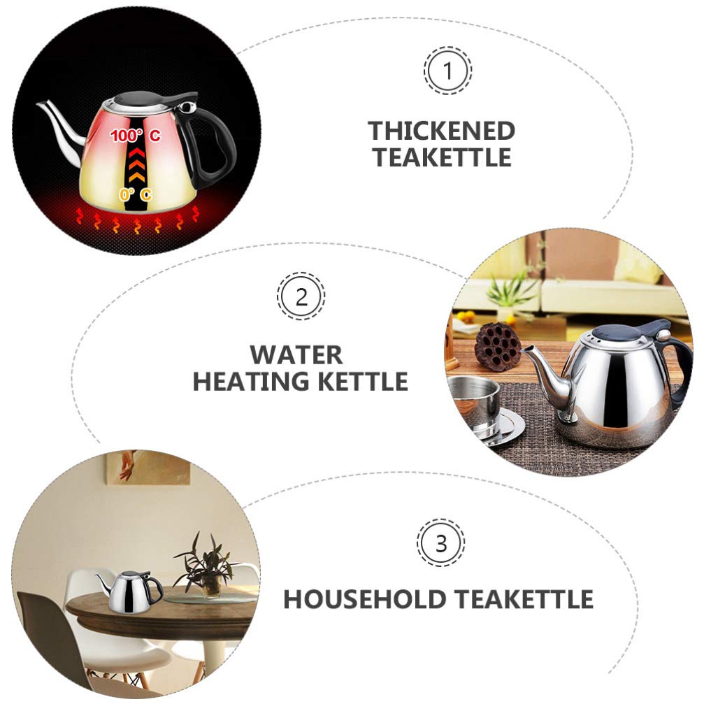 1pc Stainless Steel Kettle - Thickened Rustproof Teakettle for Boiling Water - Household Water Heating Kettle for Tea, Coffee & Kitchen Use