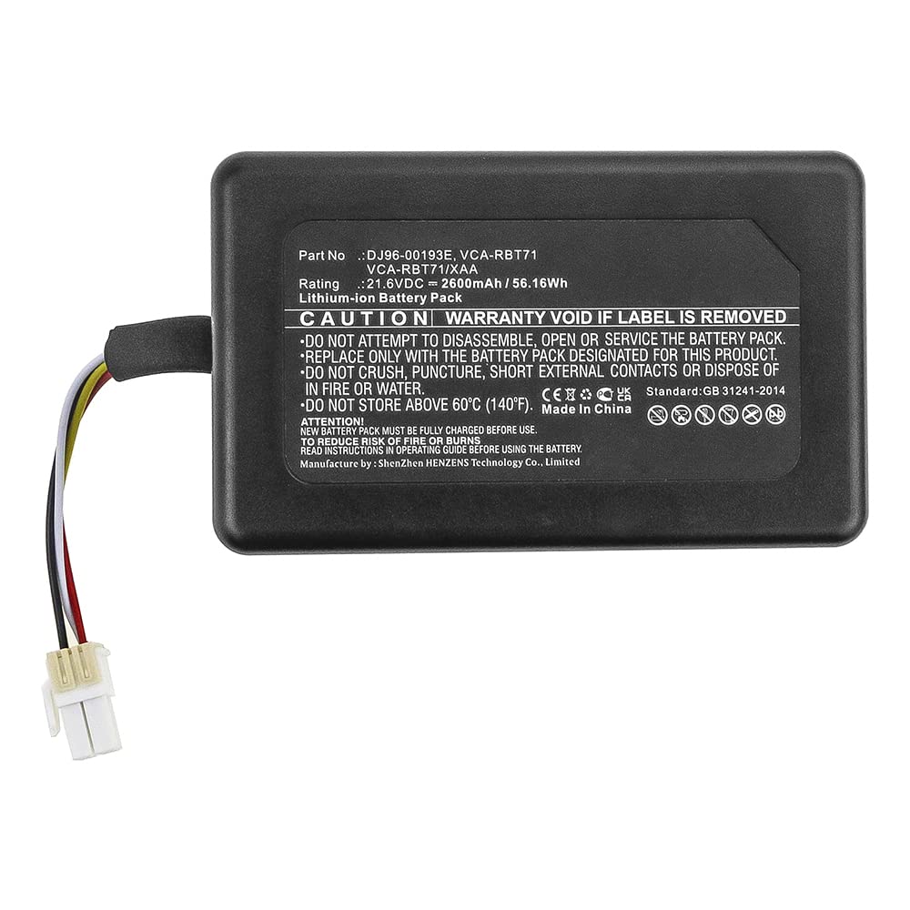 Synergy Digital 21.6V 6800mAh Li-ion Vacuum Cleaner Battery - Replacement for Samsung VR1AM7040WG/AA & DJ96-00193E - Ultra High Capacity Power Solution for Home Cleaning | Perfect for Samsung Cordless Vacuums in Large Homes and Pet Hair Removal