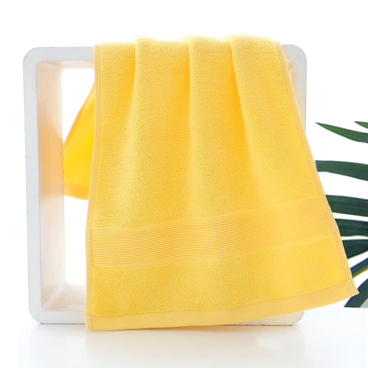 Premium Pidada Hand Towels Set of 2 - 100% Cotton, Ultra Absorbent & Soft Bath Towels for Bathroom, Kitchen & Gym - 13.8 x 29.5 Inches (Yellow) - Perfect for Spa, Guest Bath & Luxury Home Decor