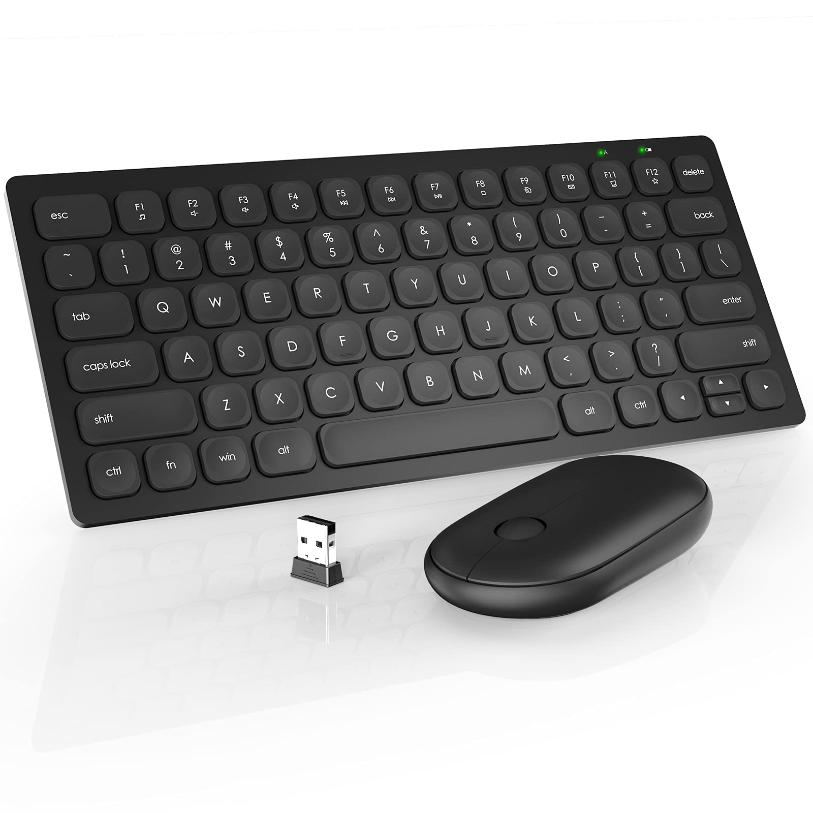 TedGem Mini Wireless Keyboard and Mouse Combo - Slim, Compact & Portable 78-Key Silent USB Keyboard with Mouse for Windows PC, Laptop, Mac, Desktop - Perfect for Home Office, Gaming & Small Workspaces