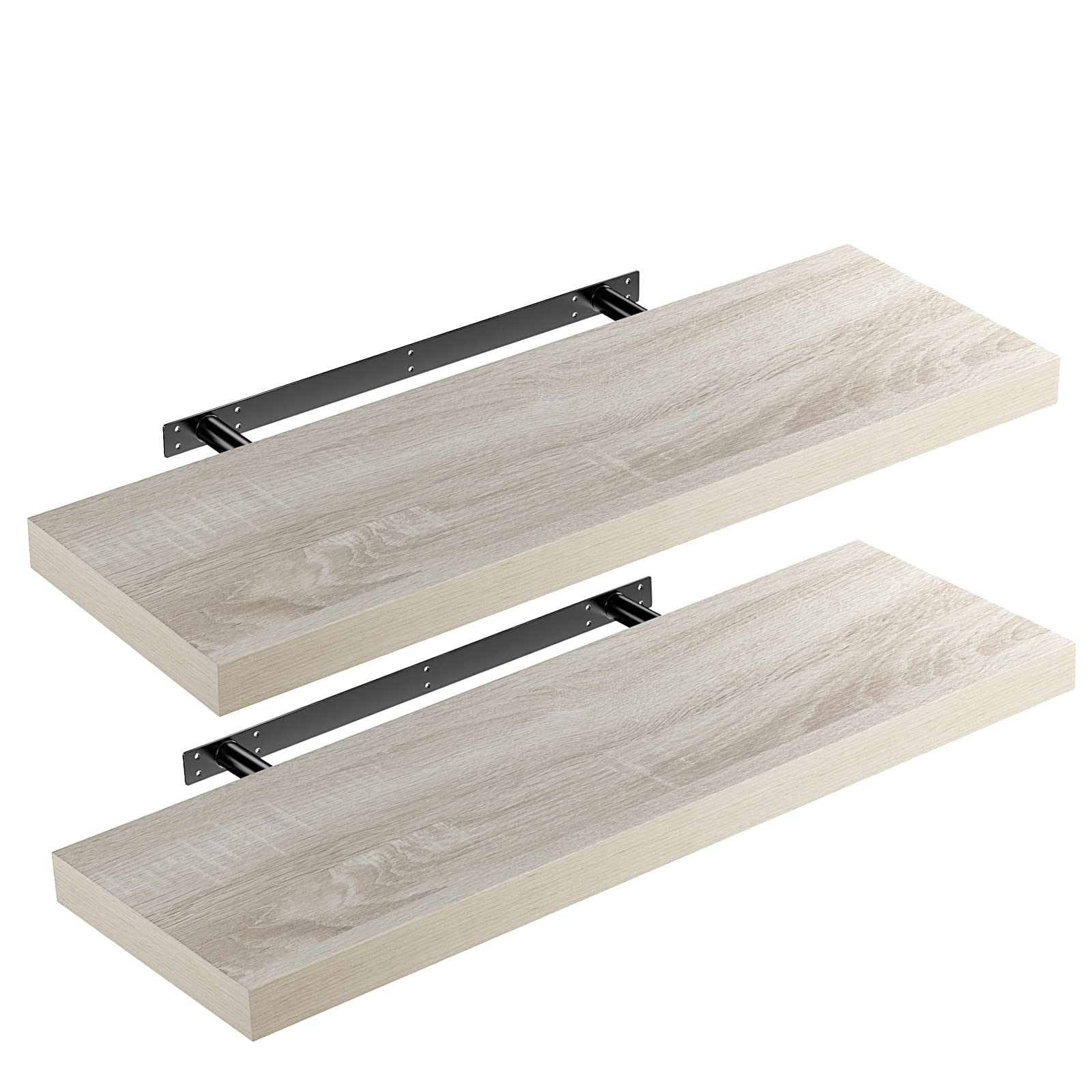 CASARIA® Set of 2 Floating Shelves 70cm x 23cm - Solid Oak Finish Wall Shelves with Brackets for Living Room, Kitchen, Bedroom & Office - 38mm Thick MDF Shelves with Hidden Wall Mounting & 15kg Weight Capacity - Perfect for Displaying Decor, Books & Storage