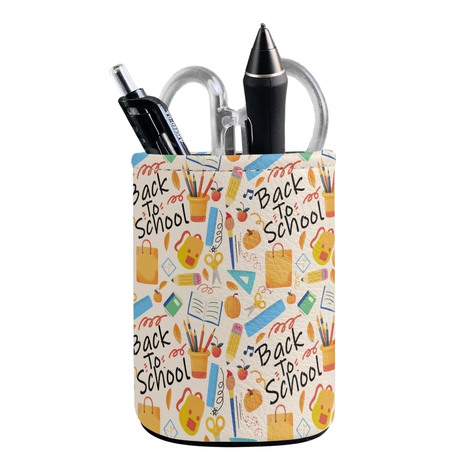 Cute PU Multifunctional Pen Holder & Pencil Organizer - Desk Decor, Makeup Brush Cup for Home, Office, Classroom & School Supplies | Perfect for Back to School, Study & Work Organization