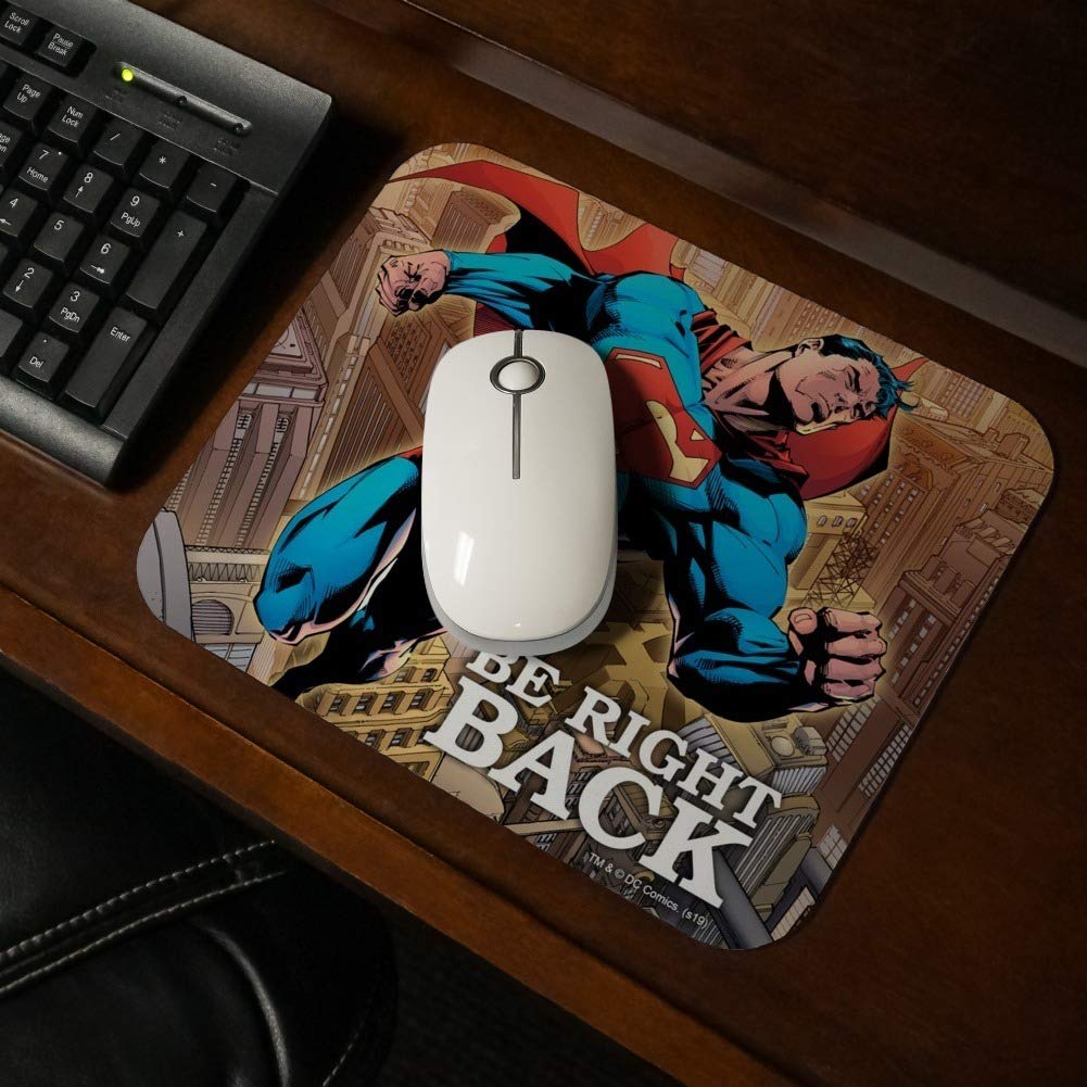 Superman 'Be Right Back' Low Profile Thin Gaming Mouse Pad - Non-Slip Rubber Base for PC, Laptop & Office Use