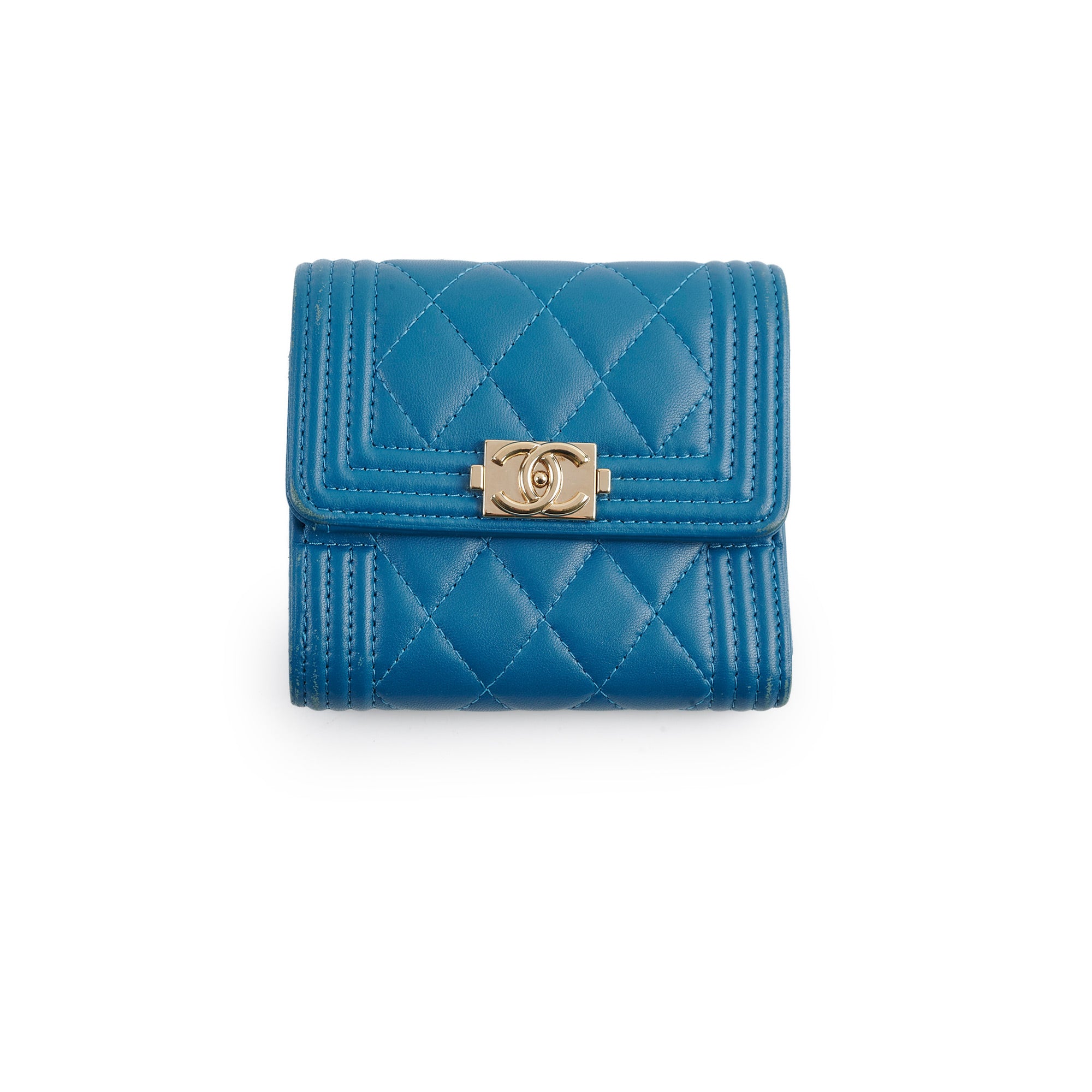 Chanel Boy Lambskin Quilted Flap Wallet in Blue | Luxury Designer Crossbody Bag for Women | Perfect for Evening Events & Daily Use