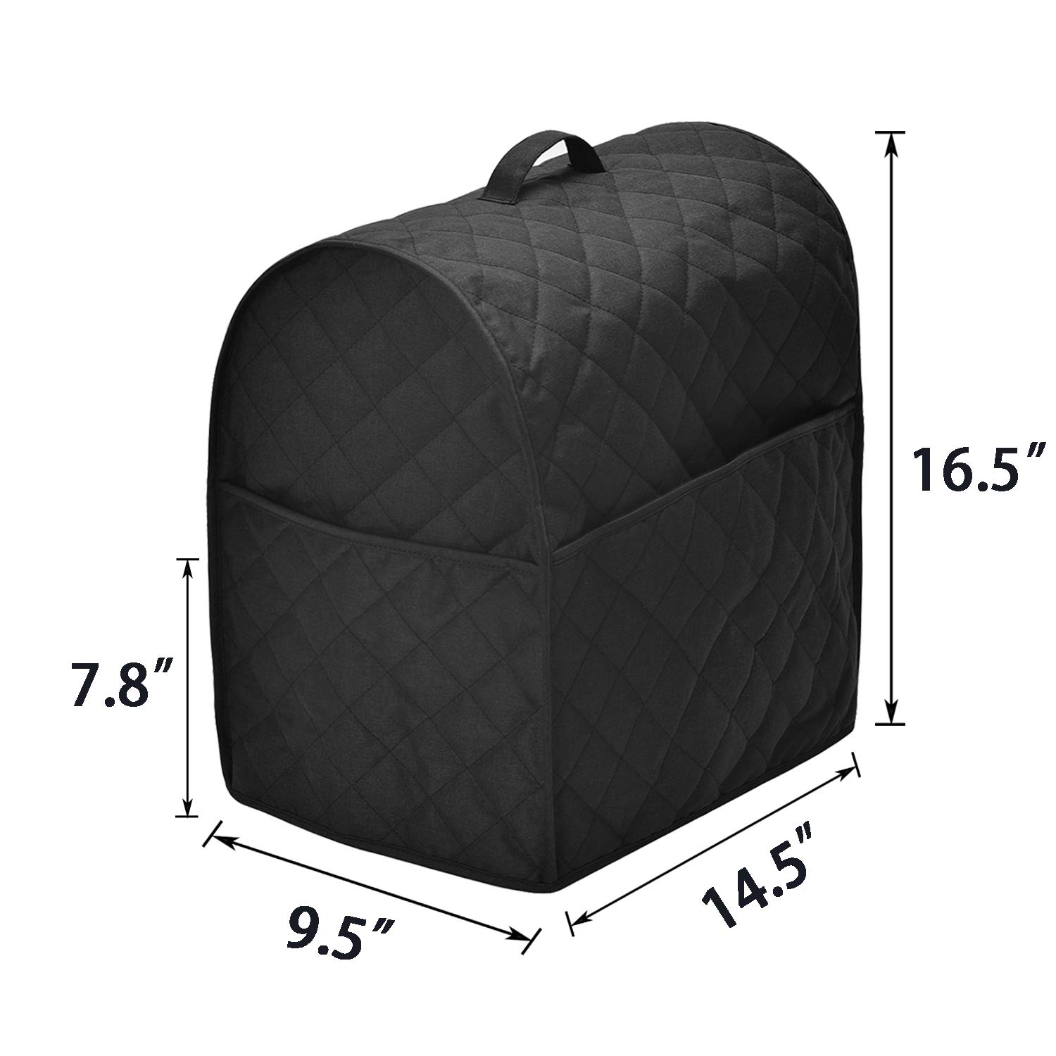 **KitchenAid Tilt Head Stand Mixer Dust Cover with 3 Pockets - Easy Cleaning, Ironable, Fits 6-8 Quart (Black) - Perfect for Baking, Kitchen Storage & Countertop Protection**