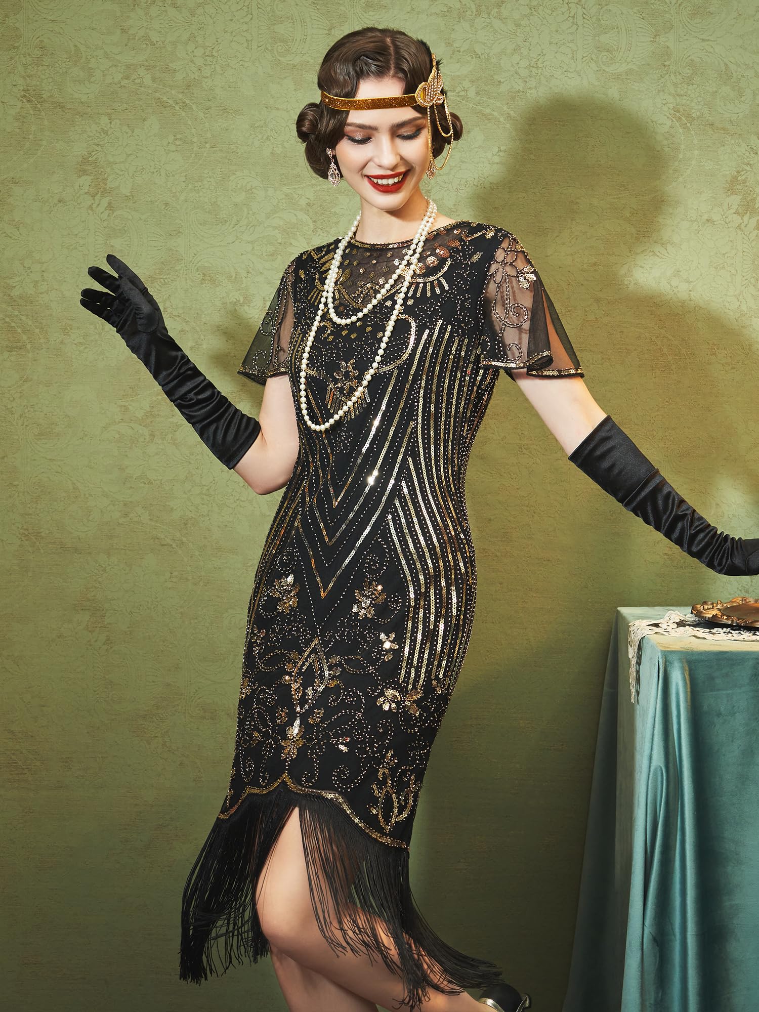 Vintage 1920s Flapper Dresses for Women - Great Gatsby Style Roaring 20s Costume Dress with Fringe Beading | Perfect for Halloween, Themed Parties, and Harlem Nights Outfits
