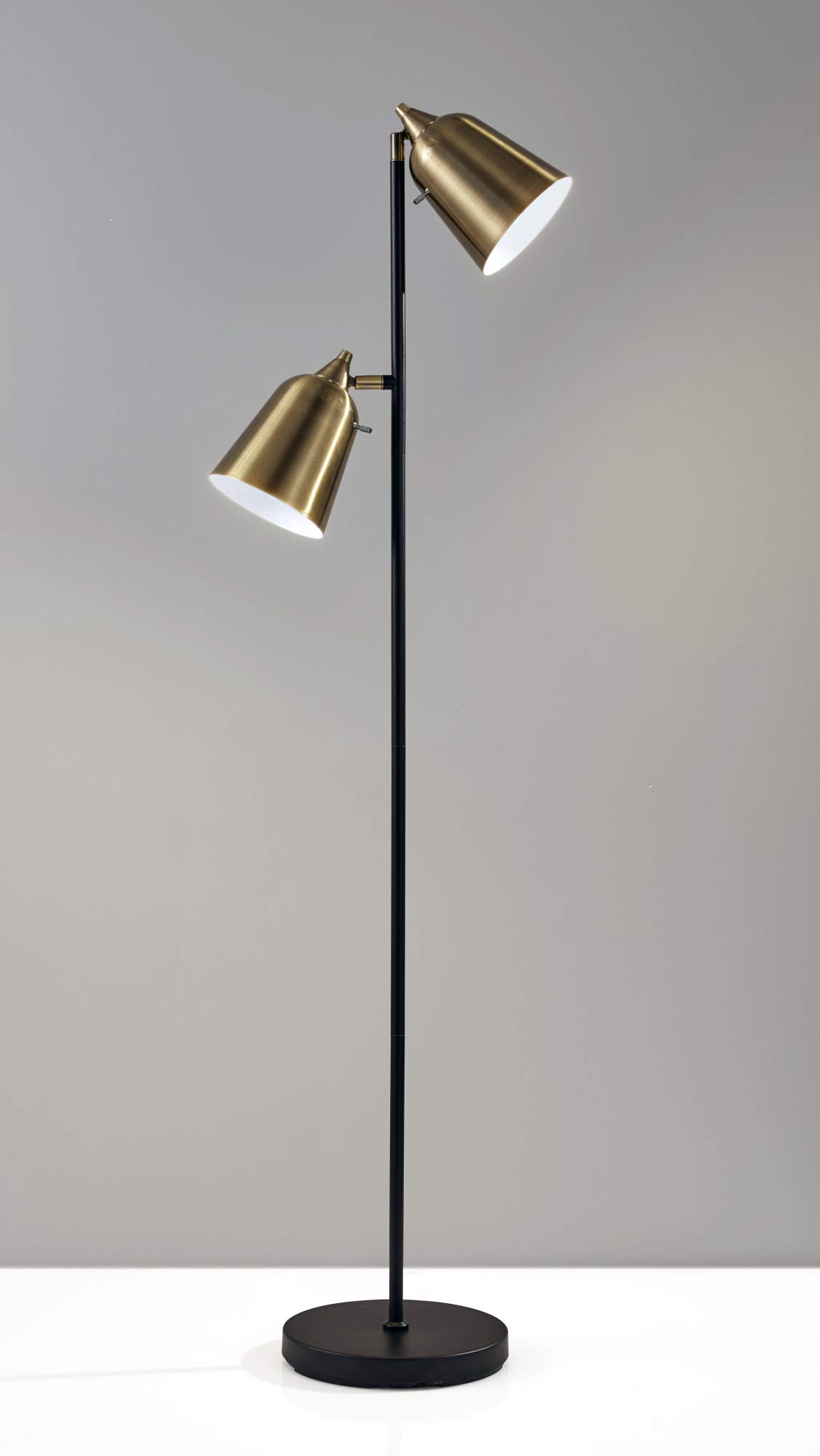Adesso 3237-01 Modern Brass Floor Lamp with Matte Black Accents - Elegant Living Room Lighting for Home & Office Decor