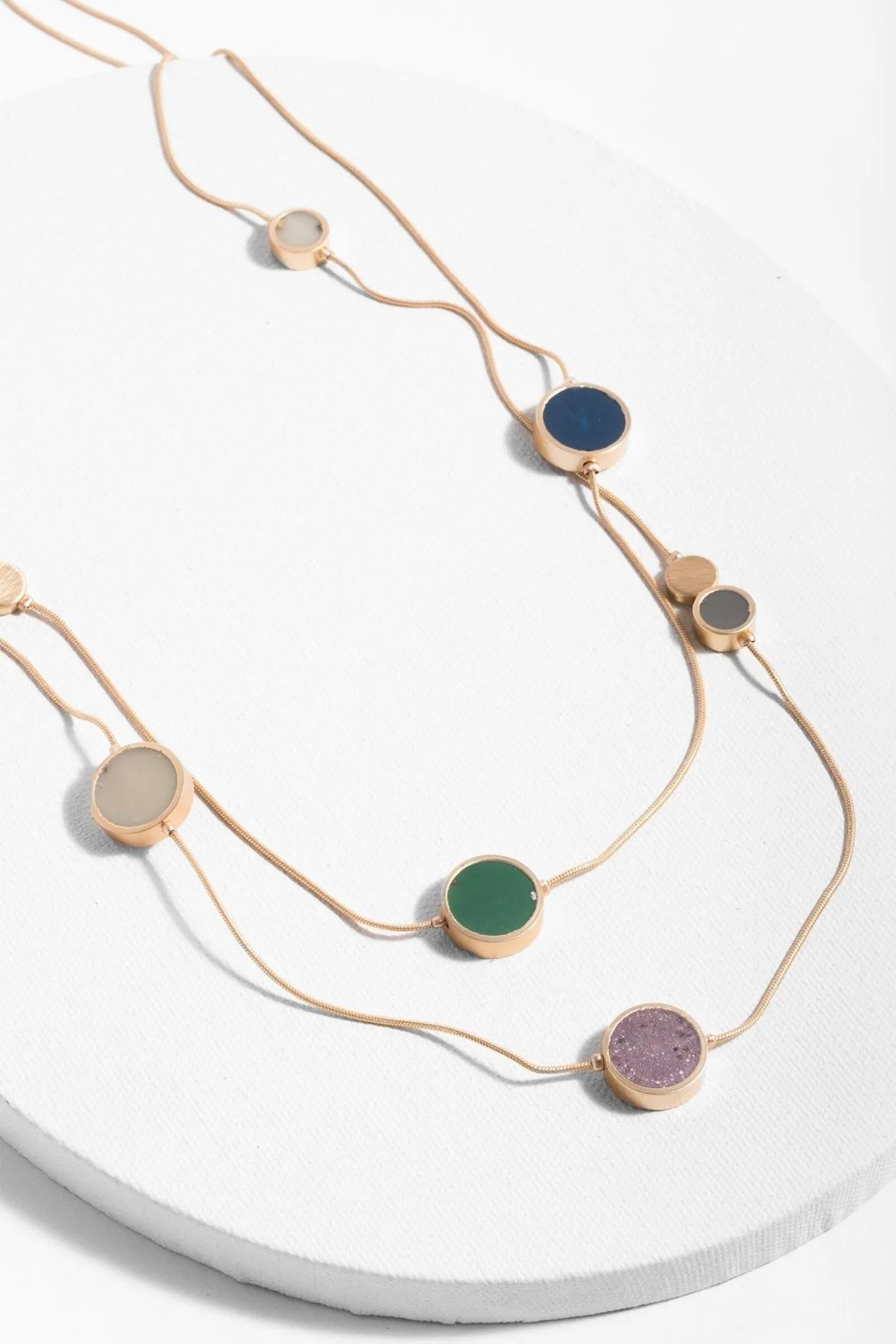 Layered Gold Multicolor Stone Necklace for Women - Long Boho Beaded Statement Jewelry for Casual Wear & Special Occasions