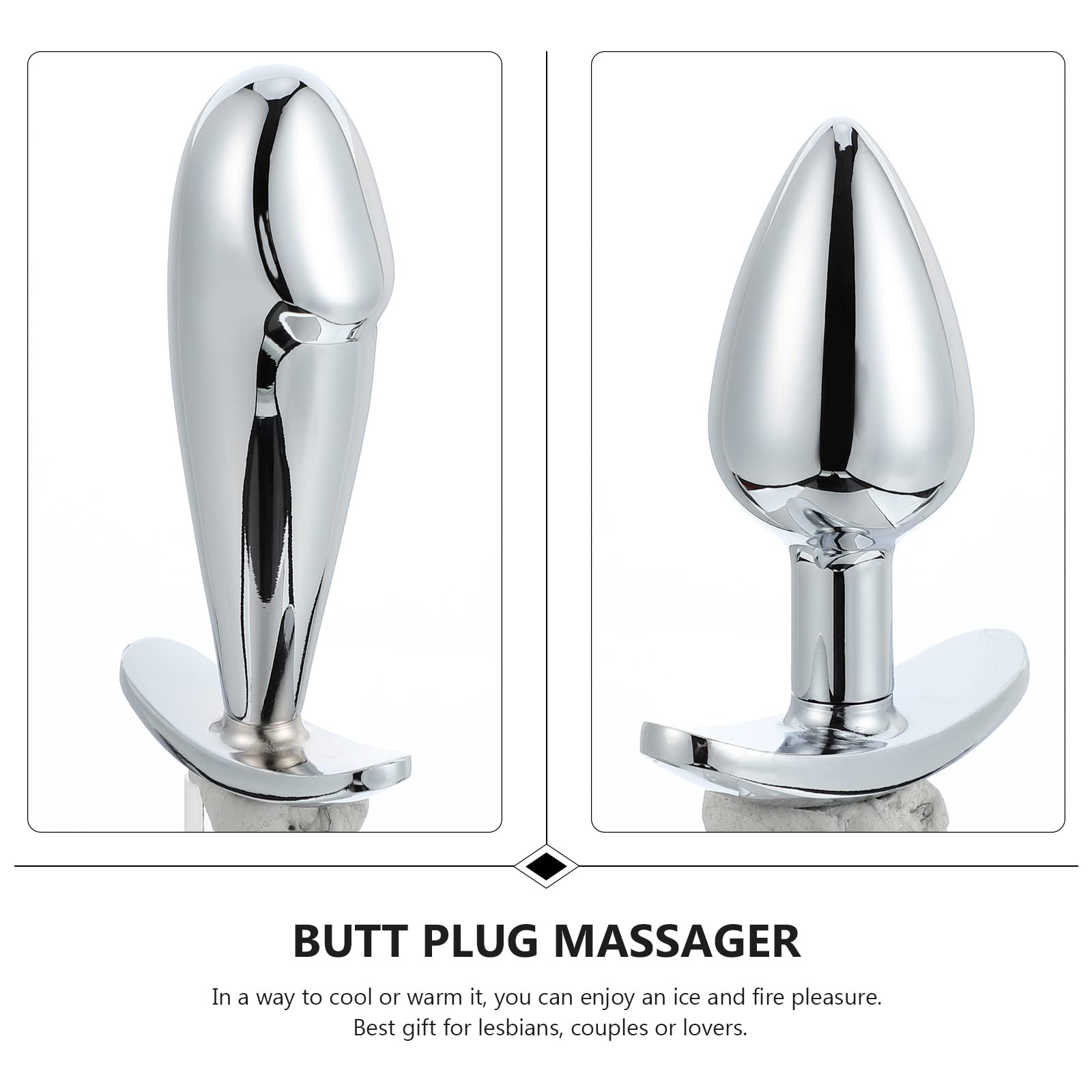 2Pcs Stainless Steel Butt Plug - Small Anal Sex Toy for Couples & Solo Play (10x5cm) - Perfect for BDSM, Roleplay & Sensual Exploration