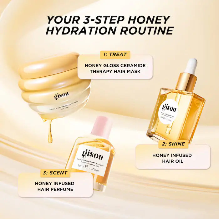 Gisou Honey Gloss Ceramide Therapy™ Hydrating Hair Mask - Deep Conditioning Treatment for Dry, Damaged Hair - Perfect for Salon-Quality Shine at Home