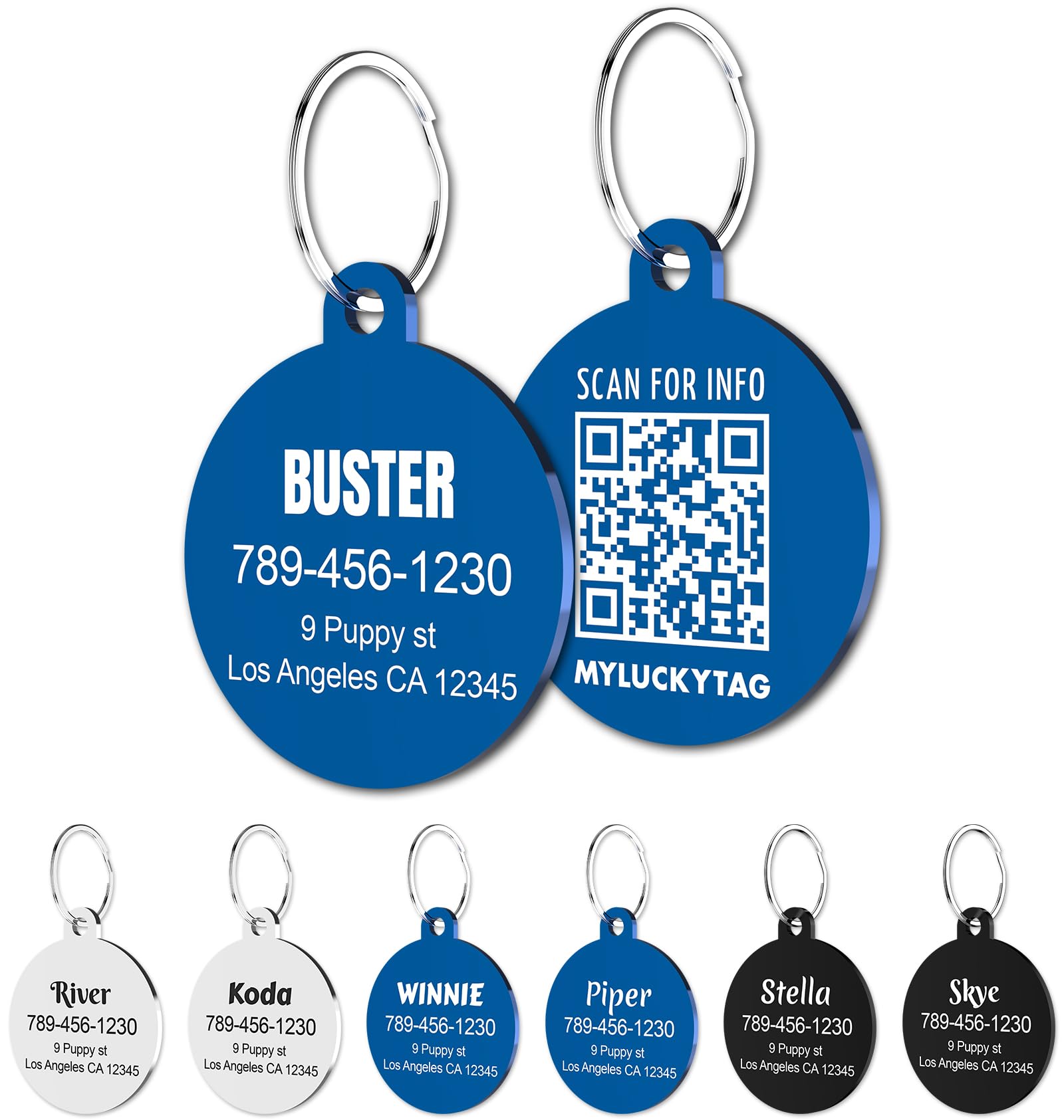 Personalized Stainless Steel QR Code Pet ID Tags for Dogs - Track Lost Pets with Online Profile & Location Alerts - Perfect for Daily Walks, Travel & Emergency Safety