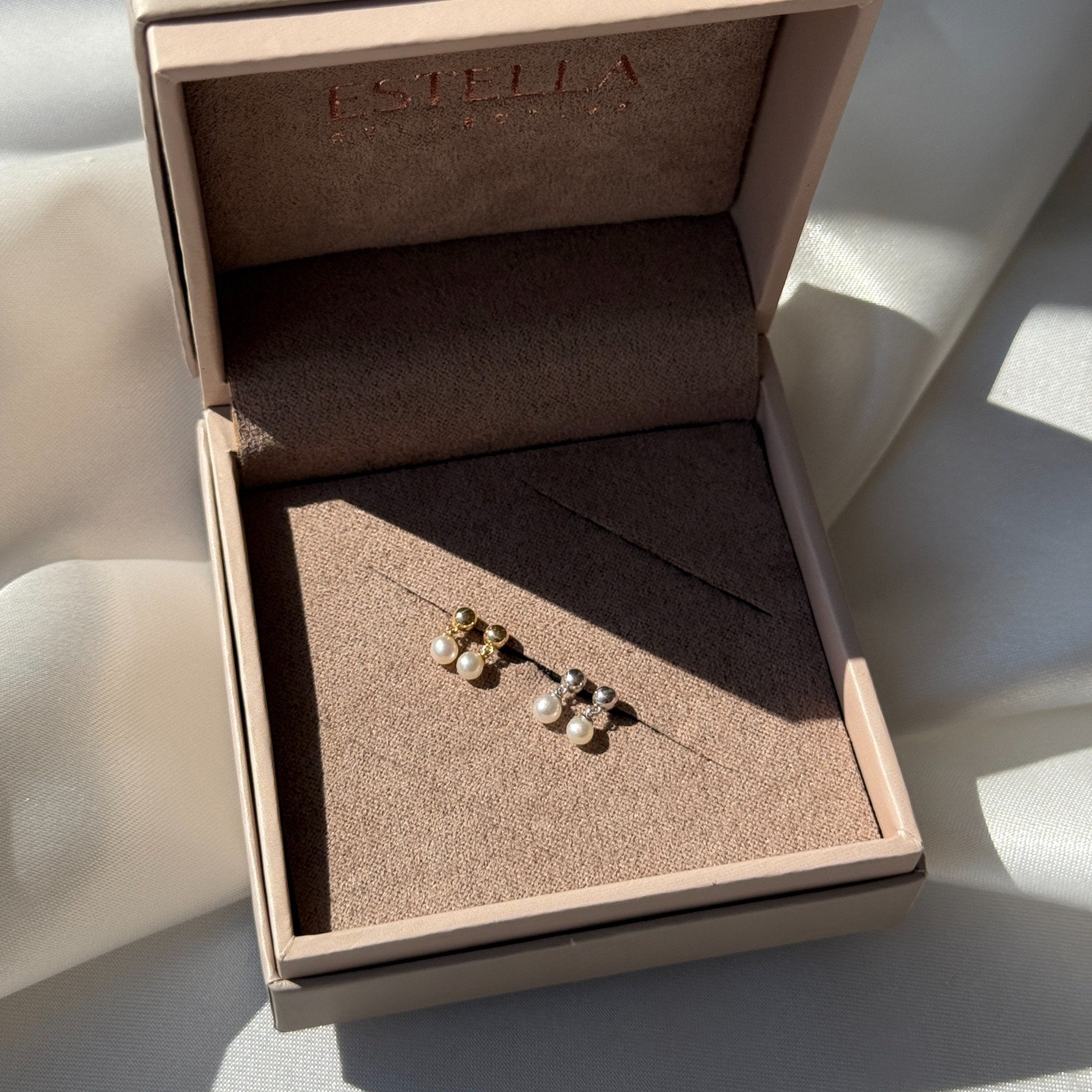 14K Yellow Gold Pearl Drop Stud Earrings - Elegant Flat Back Earrings for Women - Perfect for Weddings, Parties & Everyday Wear