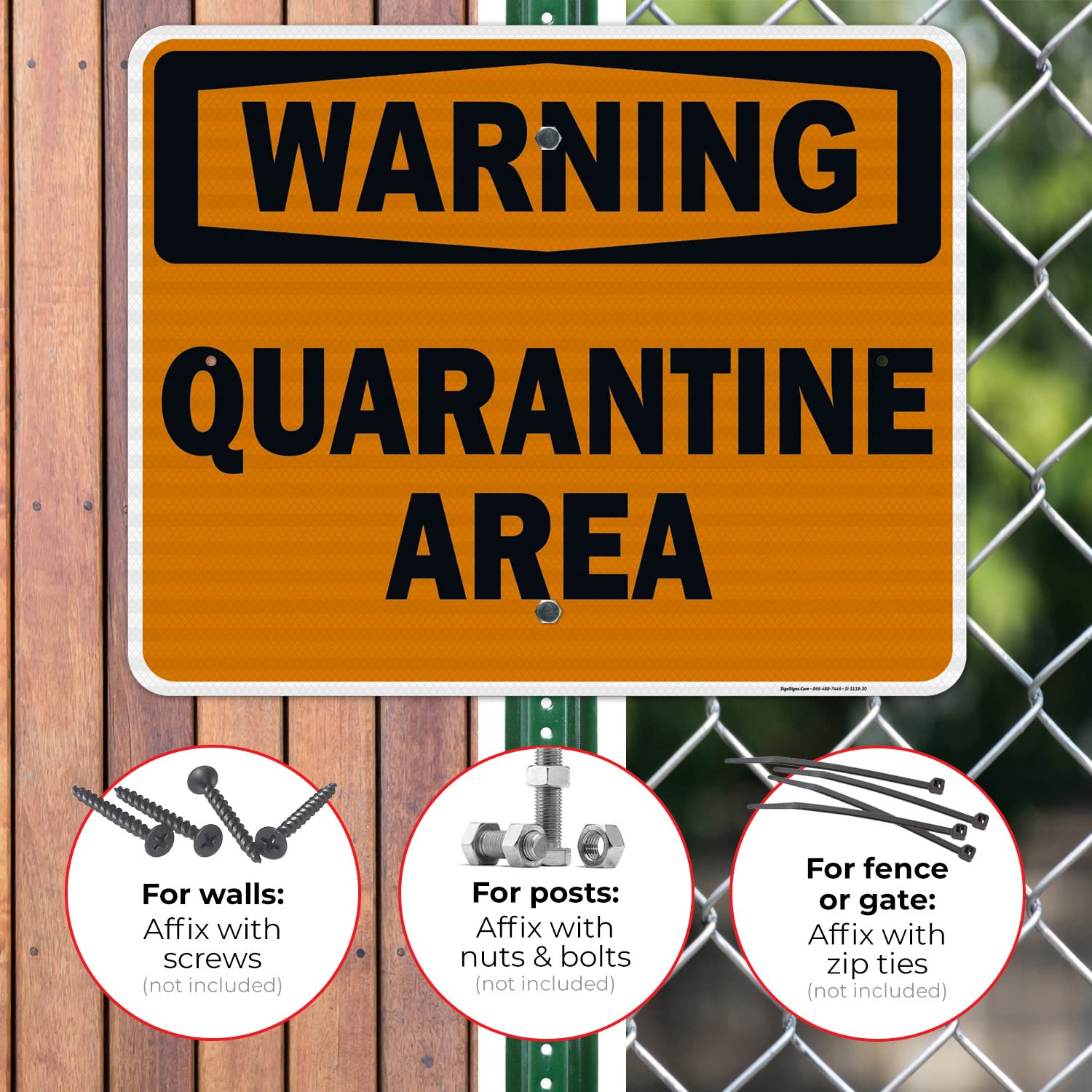 3M EGP Reflective .080 Aluminum Warning Quarantine Area Sign - 24x30 Inches, Fade Resistant, Made in USA - Ideal for Hospitals, Construction Sites & Emergency Zones