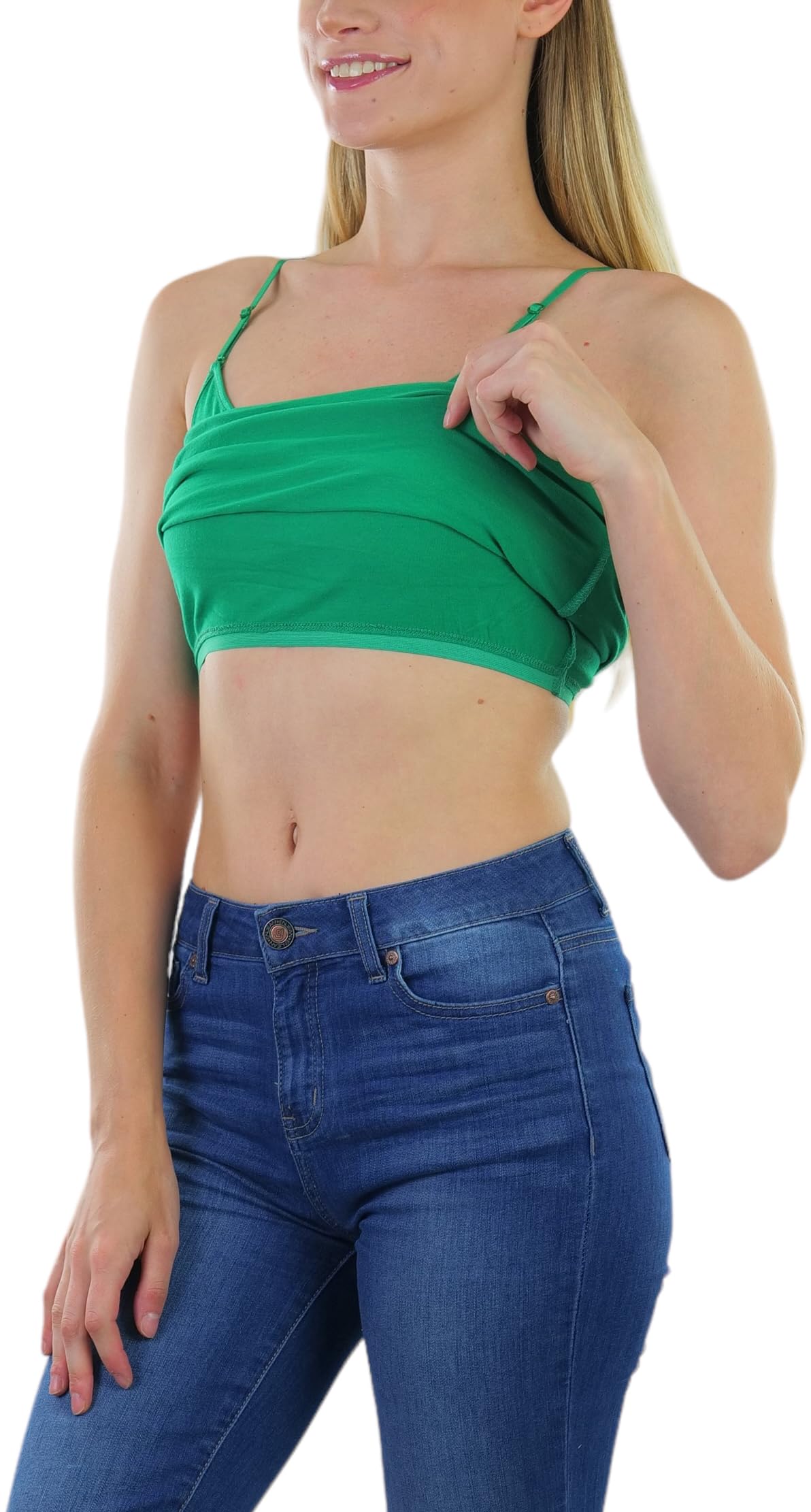 ToBeInStyle Women's Built-in Shelf Bra Spaghetti Strap Layering Longline Cami Top - Comfortable & Supportive for Everyday Wear, Workout, Yoga, and Lounge