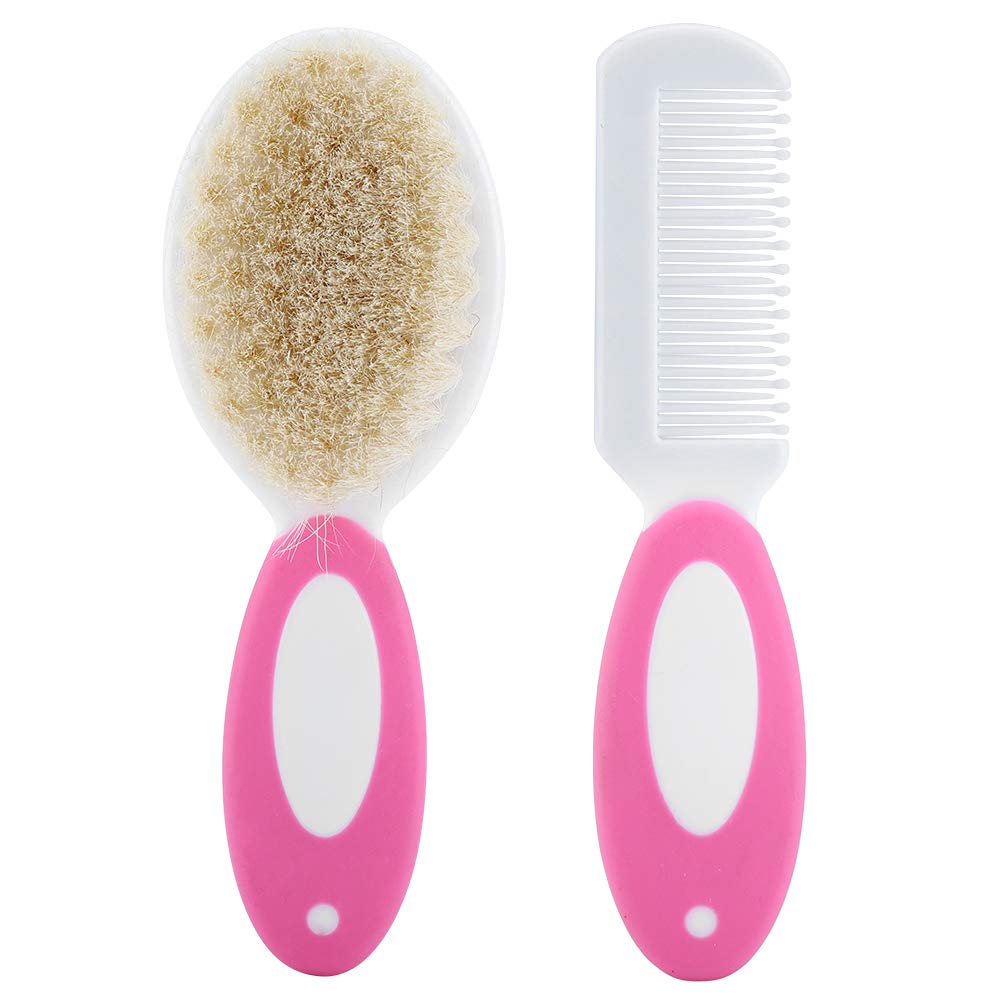 Garosa Baby Hair Brush & Comb Set - Soft Bristles for Newborns & Toddlers - Lightweight & Gentle for Daily Hair Care (Red) - Perfect for Home, Travel & Baby Grooming Kits