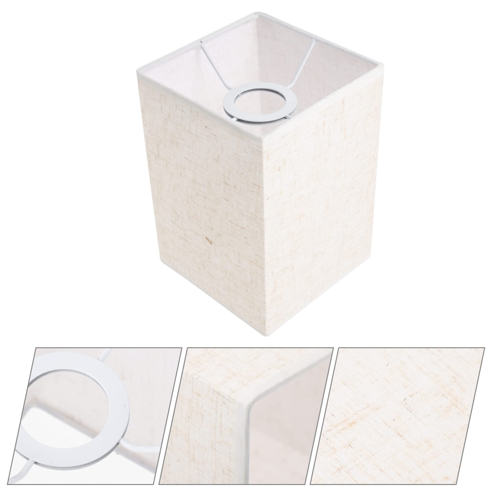 ARTIBETTER White Linen Rectangular Lamp Shade - Clip-On Light Cover Replacement for Floor, Table & Wall Lamps - Breathable Natural Fabric Lampshade in Beige & White | Perfect for Living Room, Bedroom & Office Lighting Decor