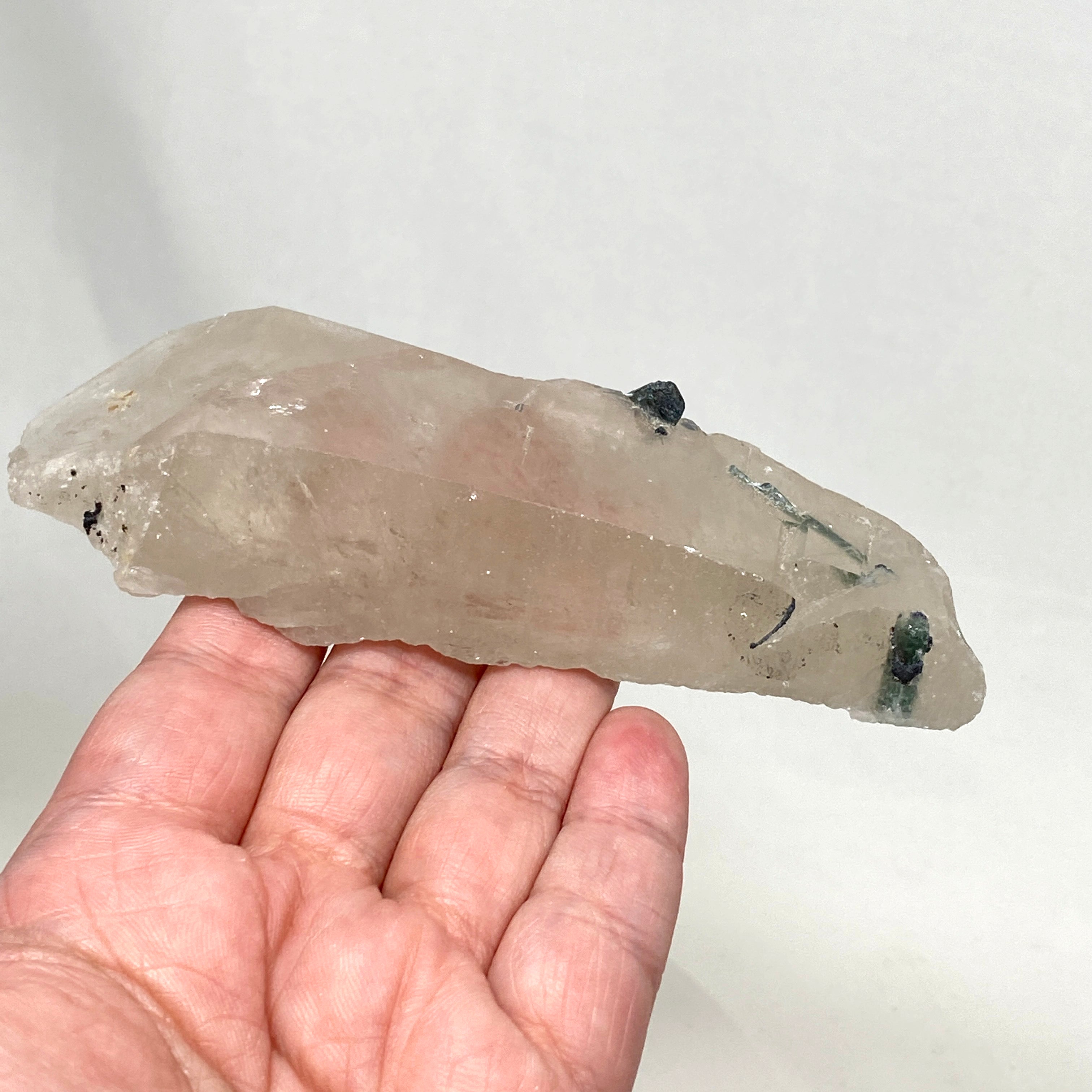 Natural Green Tourmaline on Quartz Crystal Specimen - GTQ 01 | Healing Stone for Meditation, Energy Work & Home Decor