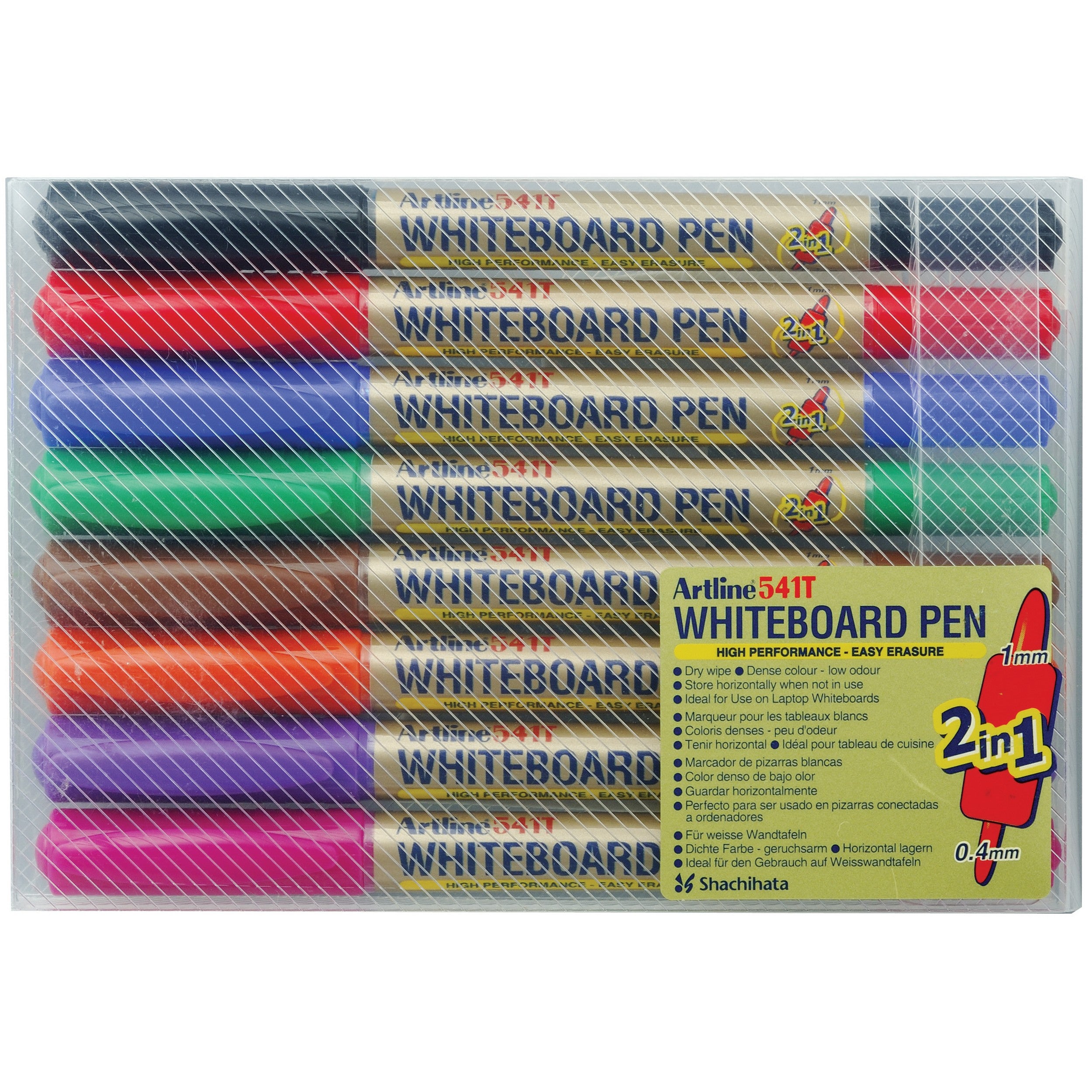 Artline 541T Dual Nib Fine Whiteboard Markers - 8 Pack Set for Classroom, Office & Home Use - Dry Erase Markers with Fine & Broad Tips for Whiteboards, Glass & Smooth Surfaces
