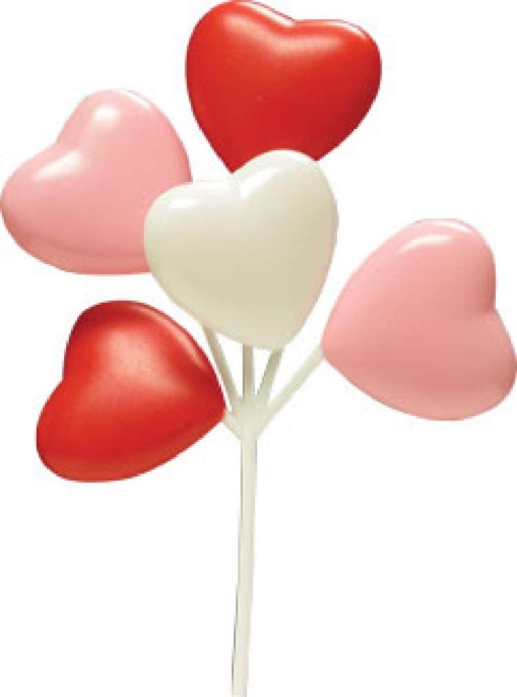 Valentine's Day & Mother's Day Heart Balloon Clusters - 6 Pack Reusable Plastic Cake & Cupcake Toppers for Birthday, Wedding, Baby Shower Decorations | Oasis Supply