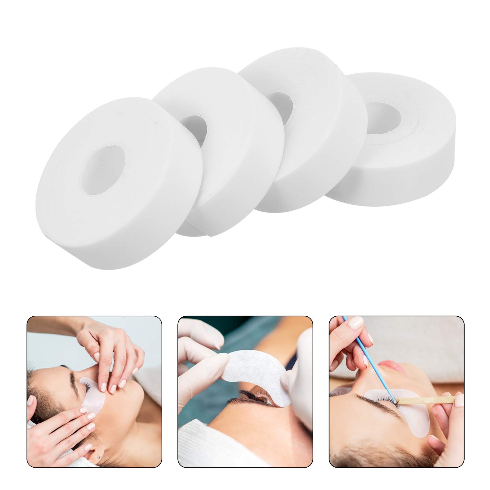 Lurrose Eyelash Extension Tape - 4 Rolls White Breathable Foam Lash Tape for Professional & DIY Lash Extensions - Medical Grade Adhesive Patches for Salon & Home Use - Perfect for Lash Artists & Beginners