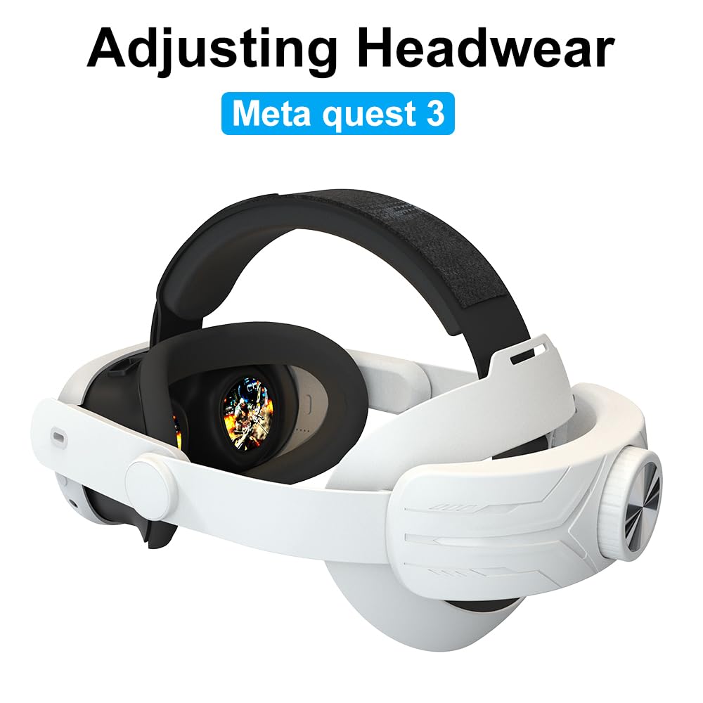 CRGANGZY Adjustable Head Strap for Meta Quest 3 - Lightweight Comfortable Replacement Headband Reduces Face Pressure - Ergonomic Design (White) - Perfect for VR Gaming, Workouts & Extended Play Sessions