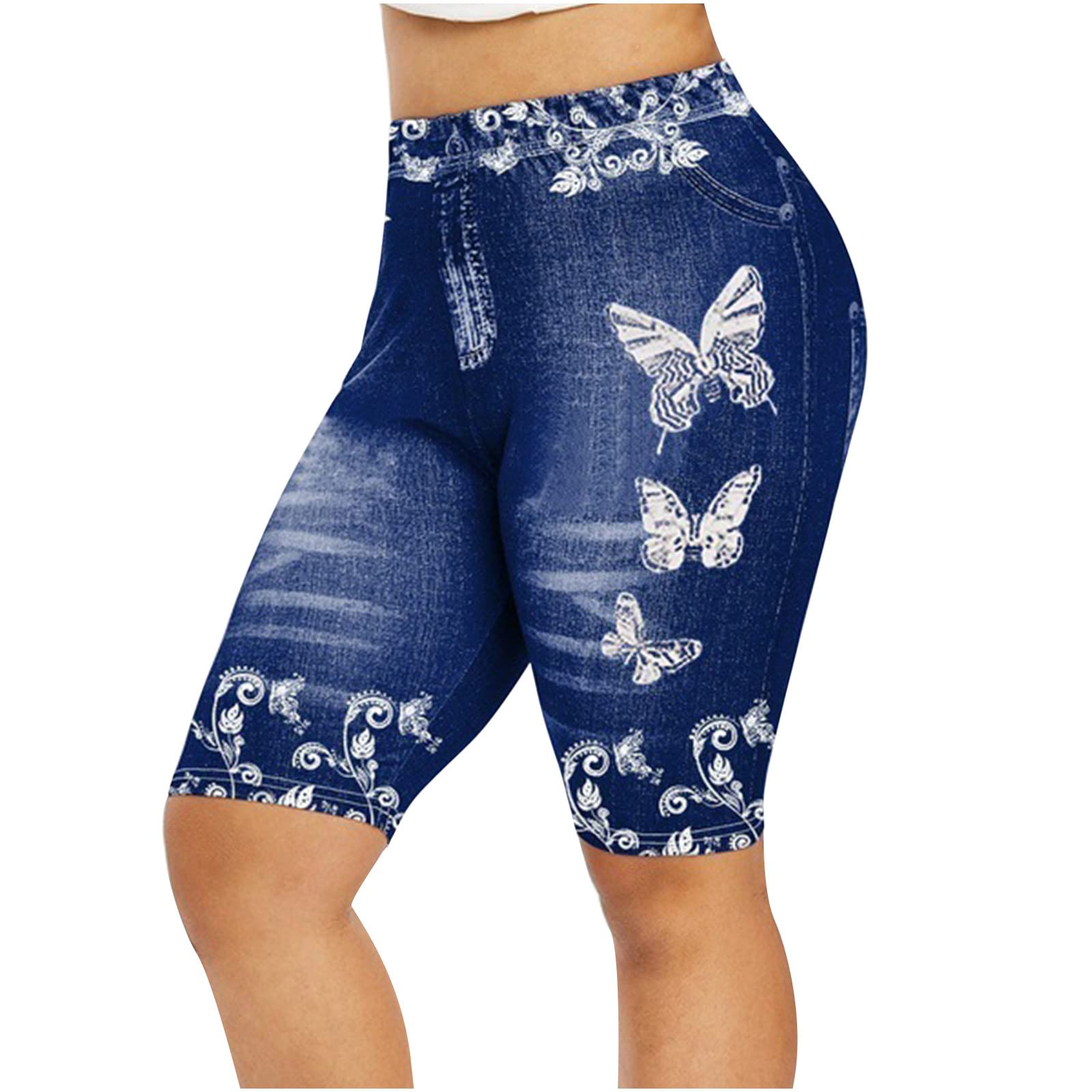 Butterfly Print Bermuda Shorts for Women - Plus Size Yoga & Workout Shorts for Gym & Casual Wear