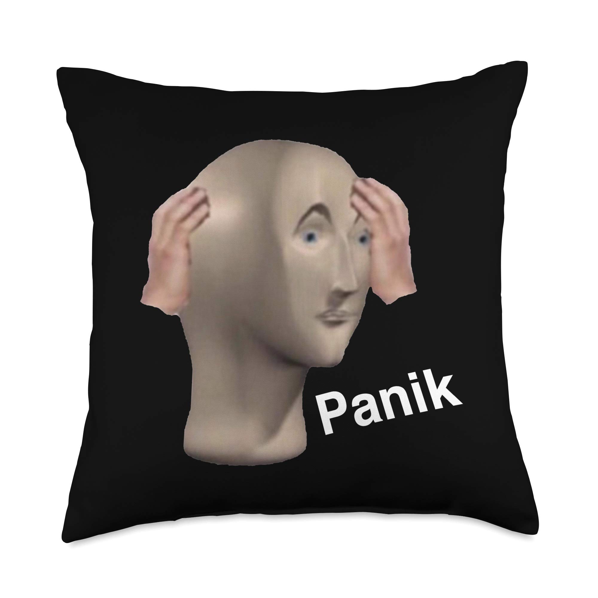 Panik Kalm Meme Man Throw Pillow - Funny Internet Meme Decor for Bedroom, Couch & Office - Soft Stress Relief Gift for Meme Lovers
