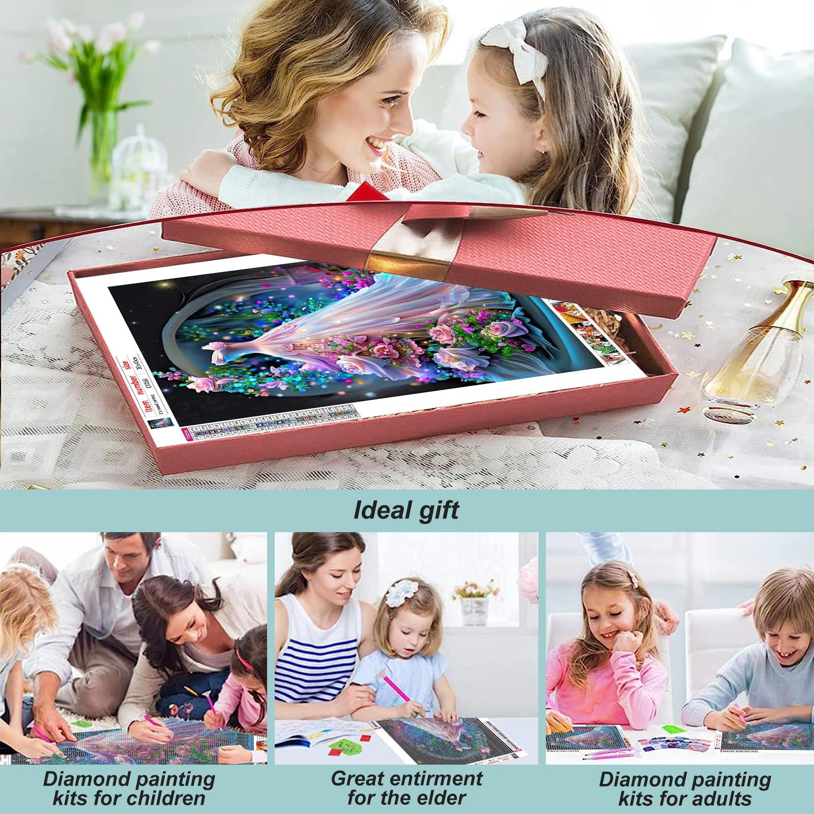 5D Diamond Painting Kits for Adults Beginners - Round Full Drill DIY Diamond Art Kits for Home Wall Decor (12×16 Inch) - Perfect for Wedding Dress Theme, Home Decoration & Gift Giving
