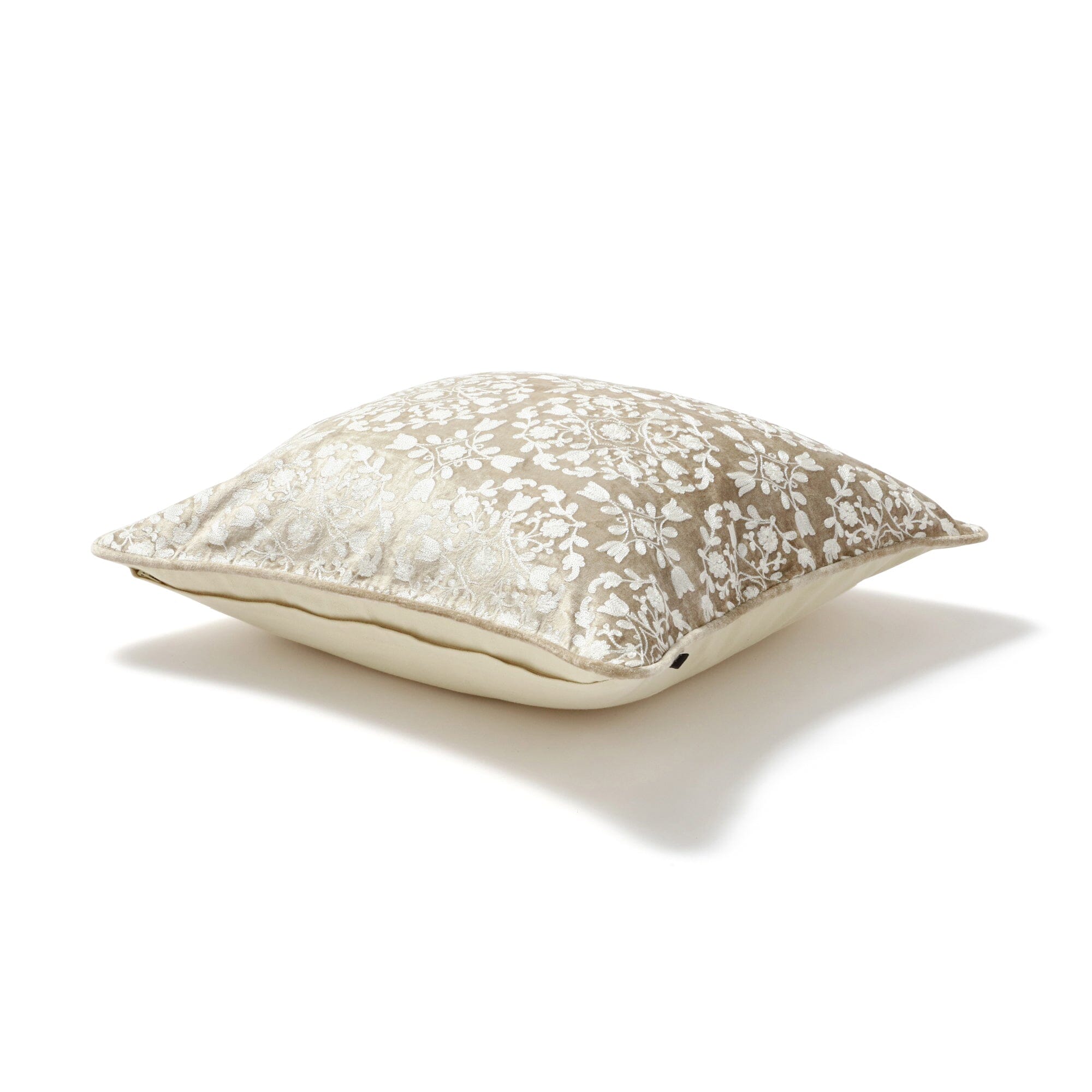 Embroidered Decorative Cushion Cover 18x18 Inches Beige - Elegant Home Decor for Sofa, Bed, and Living Room